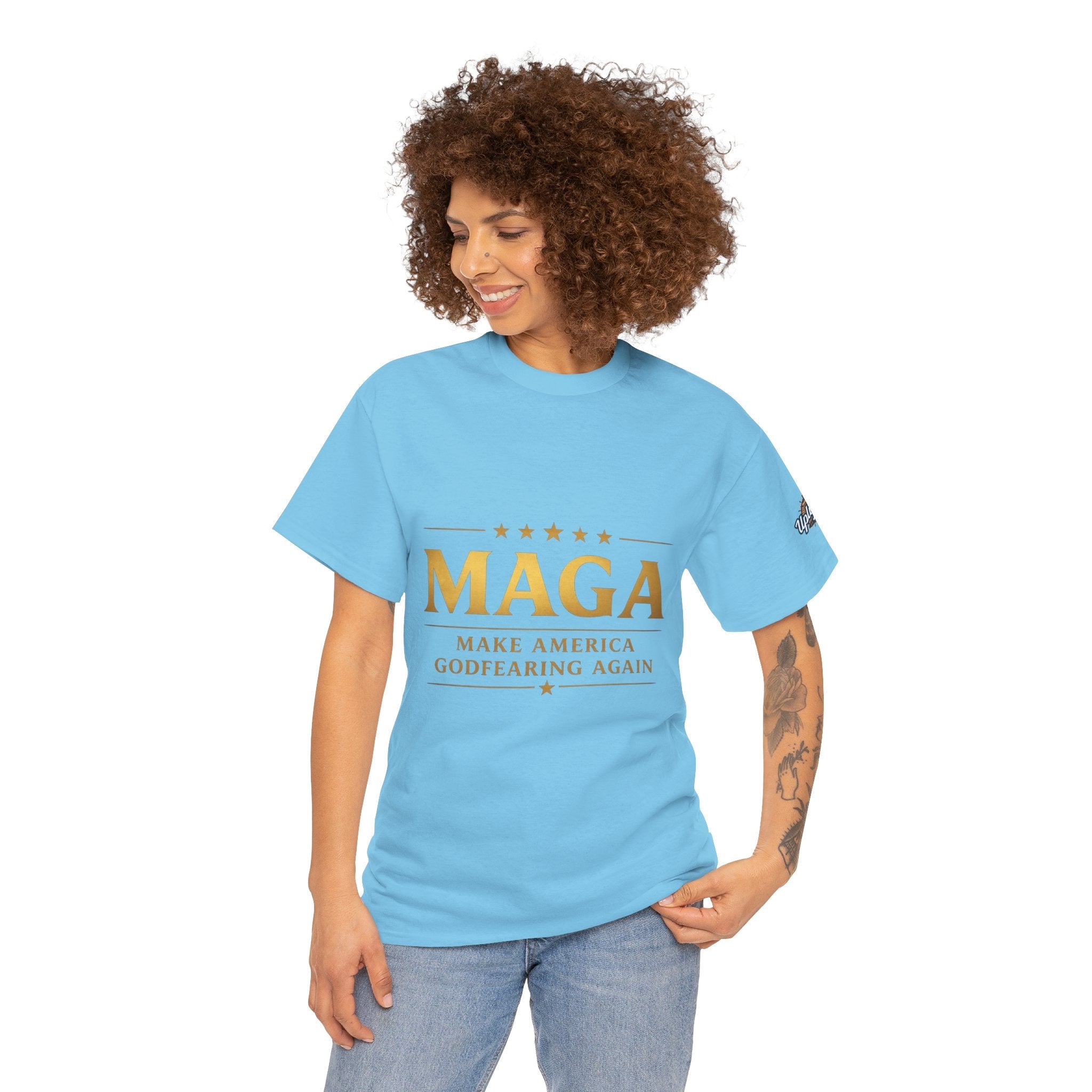 MAGA Gold Letter T-Shirt — "Make America Great Again" Printify