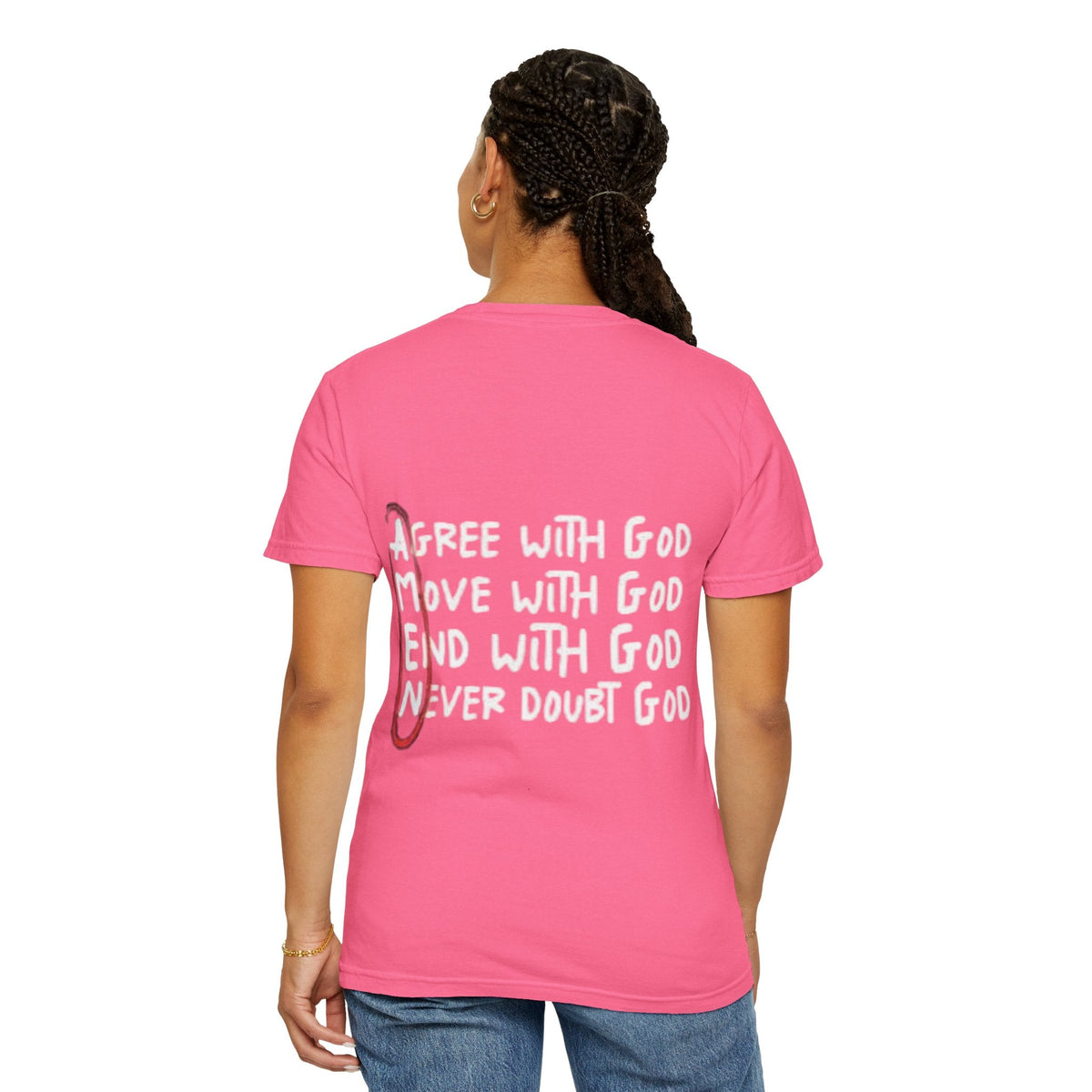 AMEN Acronym T-Shirt – Always Agree with God Move with God End with God Never Doubt God Christian Tee for Unwavering Faith Printify