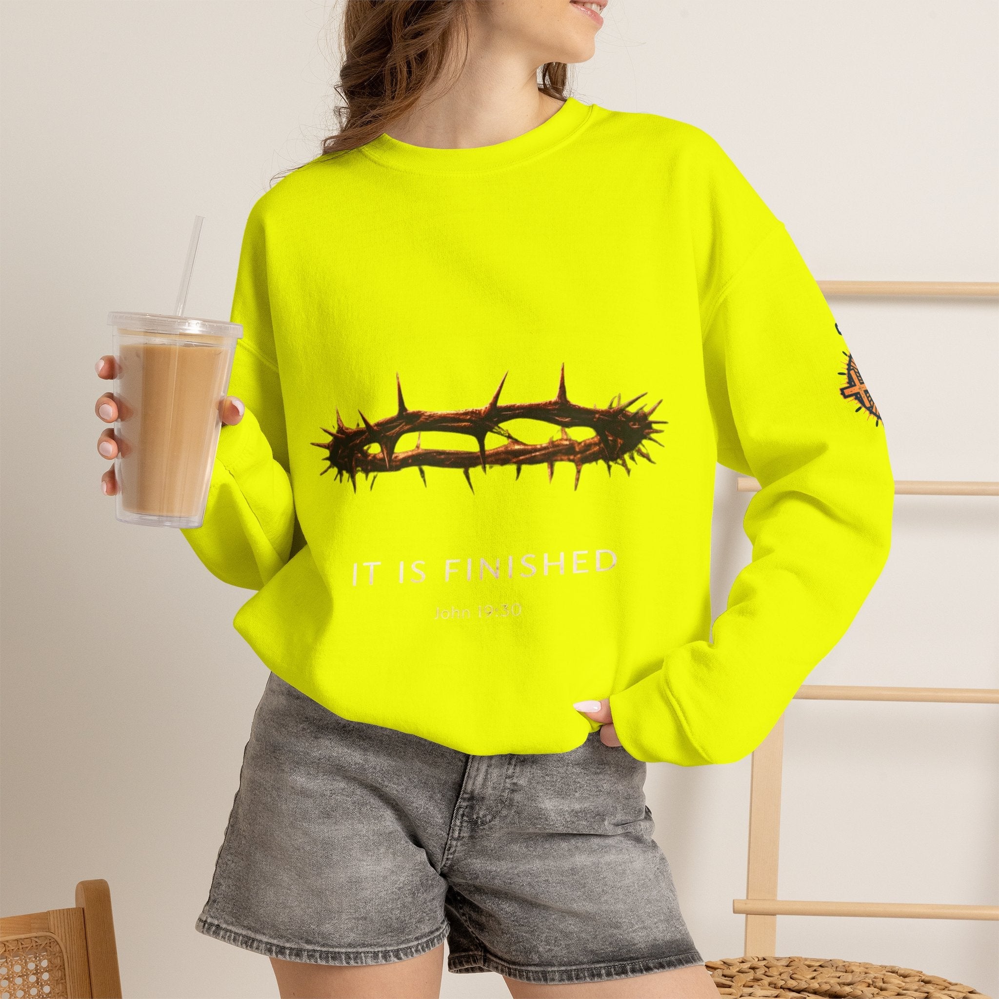 It Is Finished Crown of Thorns Sweatshirt — Christian John 19:30 Faith Sweatshirt Printify