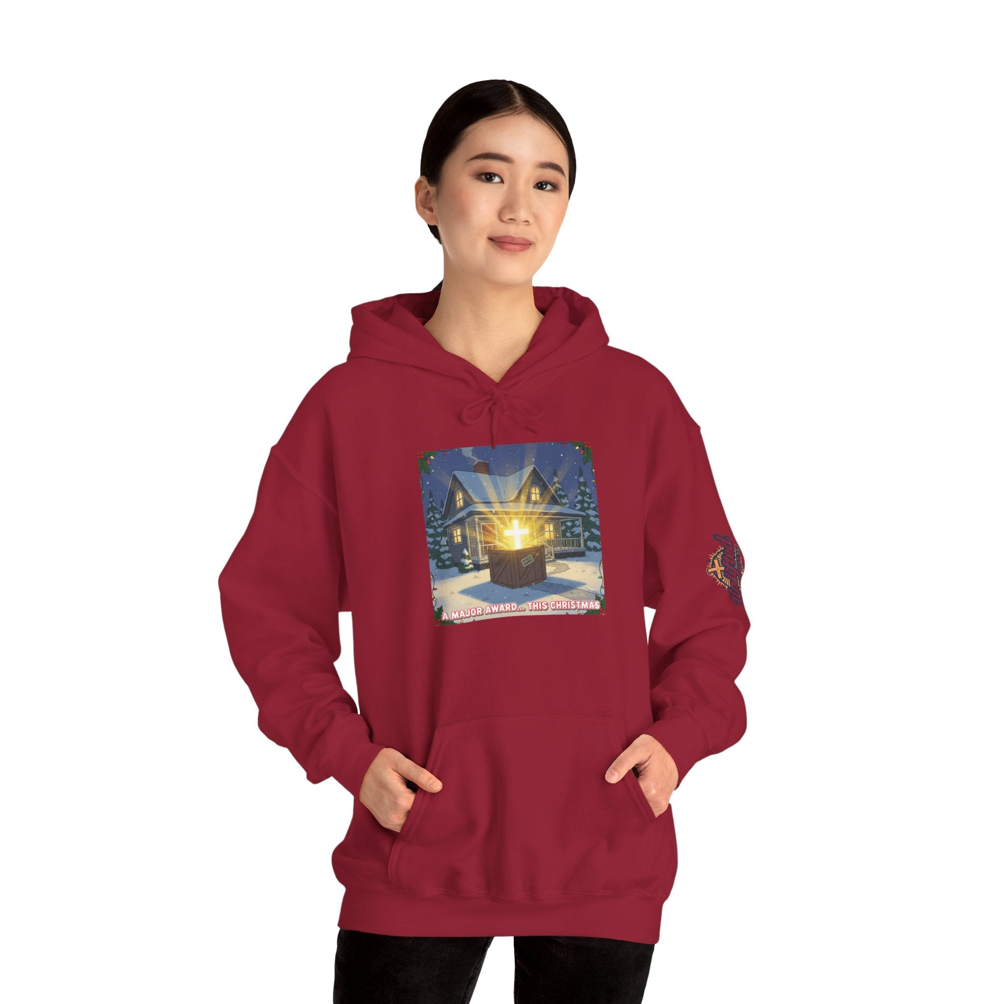 A Major Award This Christmas Hoodie – Fragile Leg Lamp Parody Cross Unboxing Christian Sweatshirt for Hilarious Faith & Holiday Glow Printify