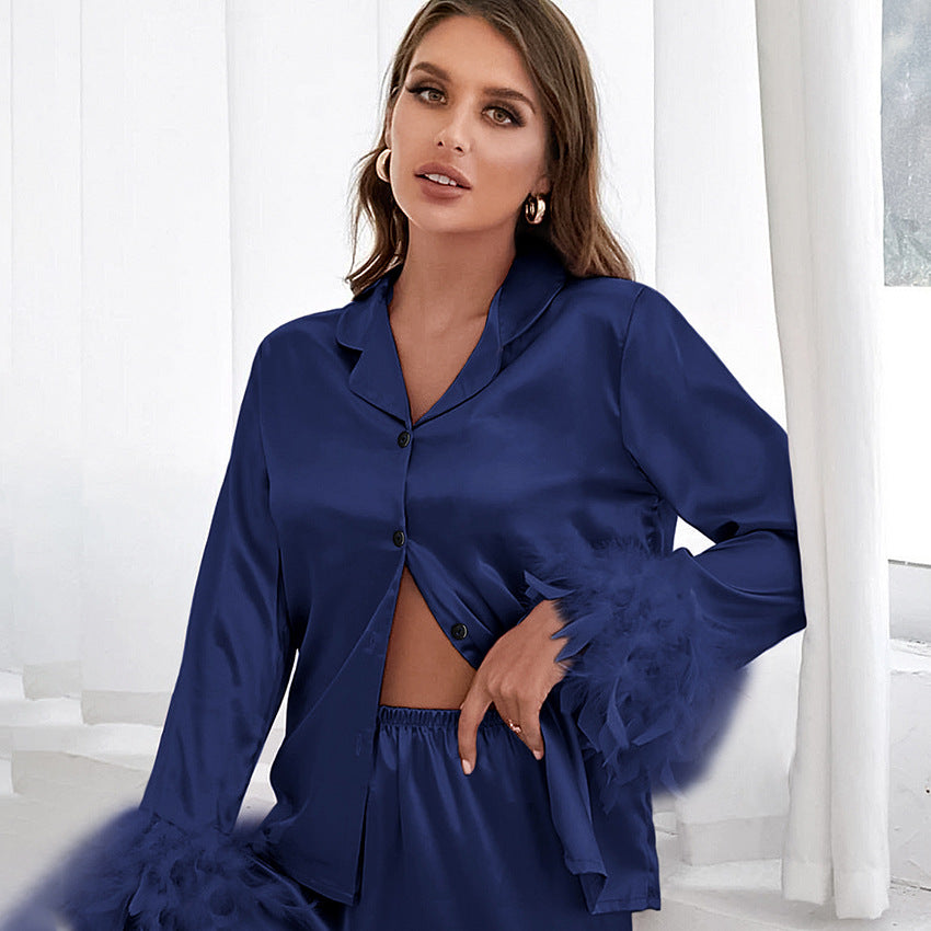 Heavenly Feathered Silk Pajamas in color options Pretty Little Patriot