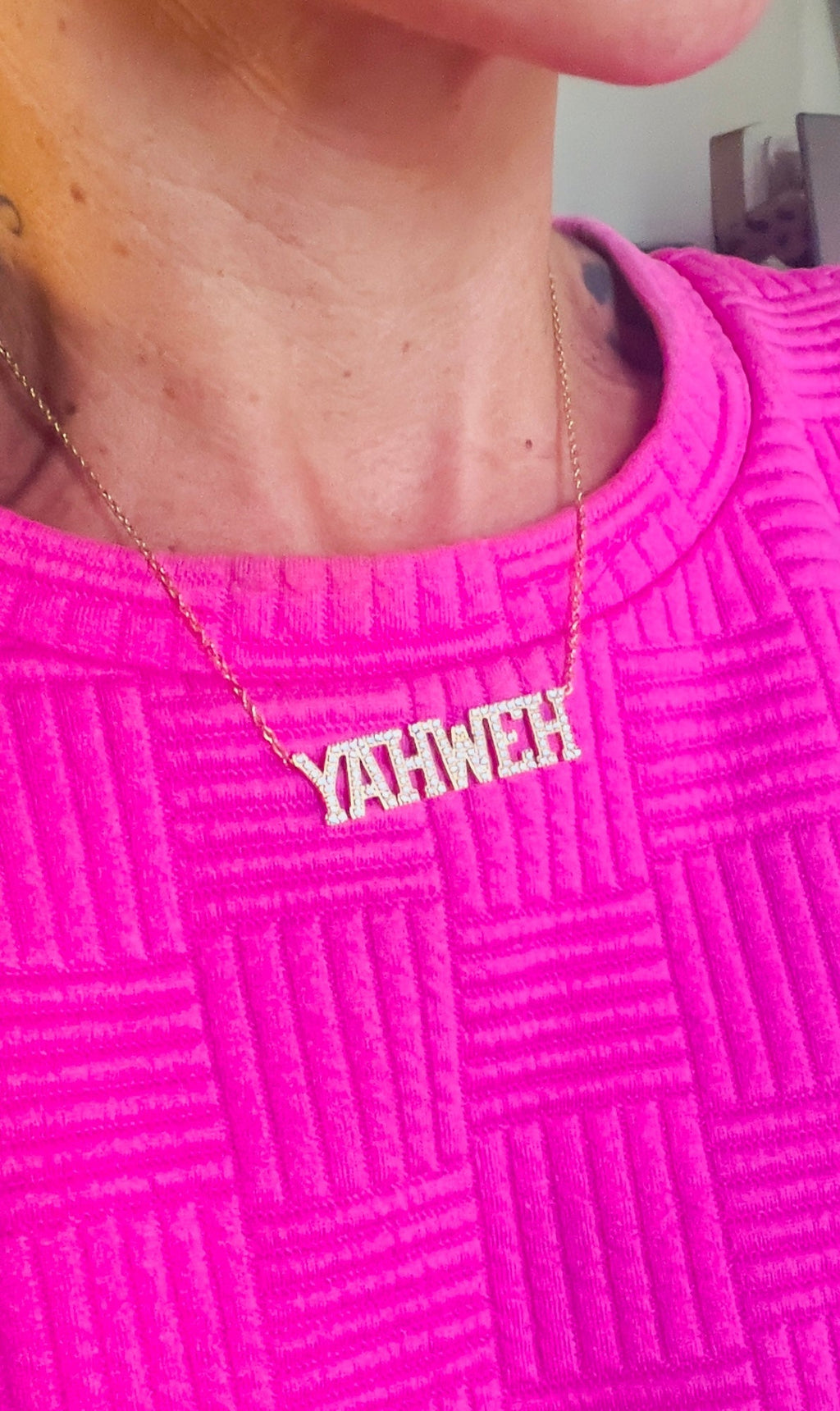YAHWEH Cubic Zirconia 18k necklace Pretty Little Patriot