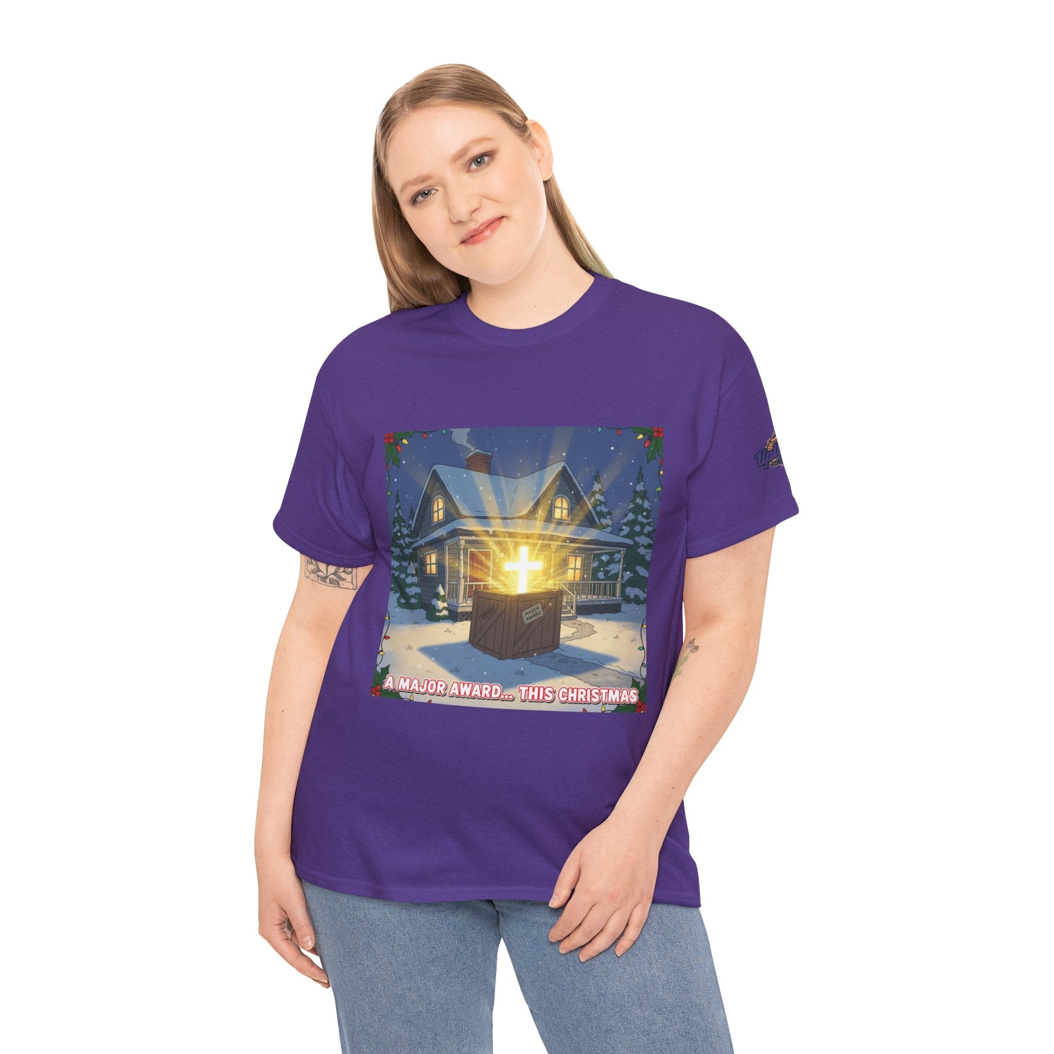 A Major Award This Christmas T-shirt – Fragile Leg Lamp Parody Cross Unboxing Christian T-shirt for Hilarious Faith & Holiday Glow Printify