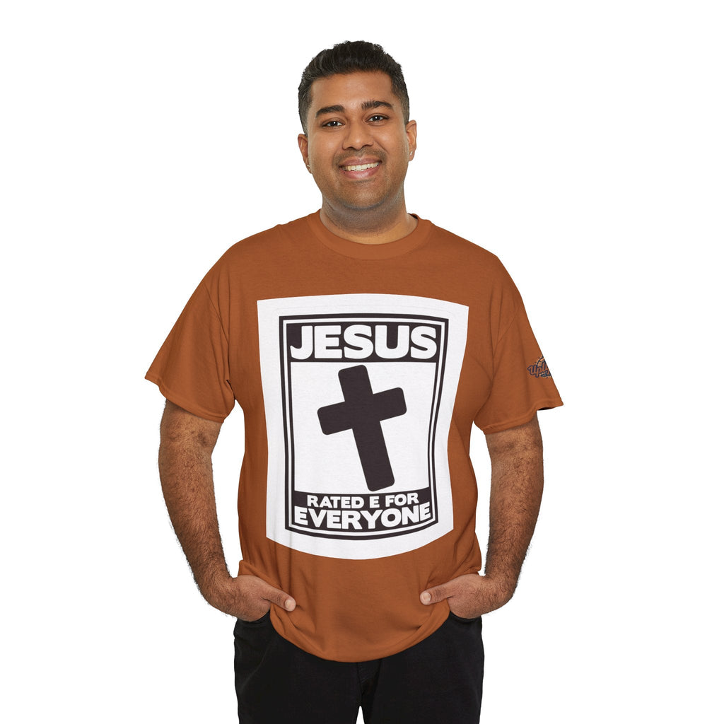 Jesus, Rated E for Everyone T-shirt - Gamer Faith T-shirt - Christian Video Game Parody Printify
