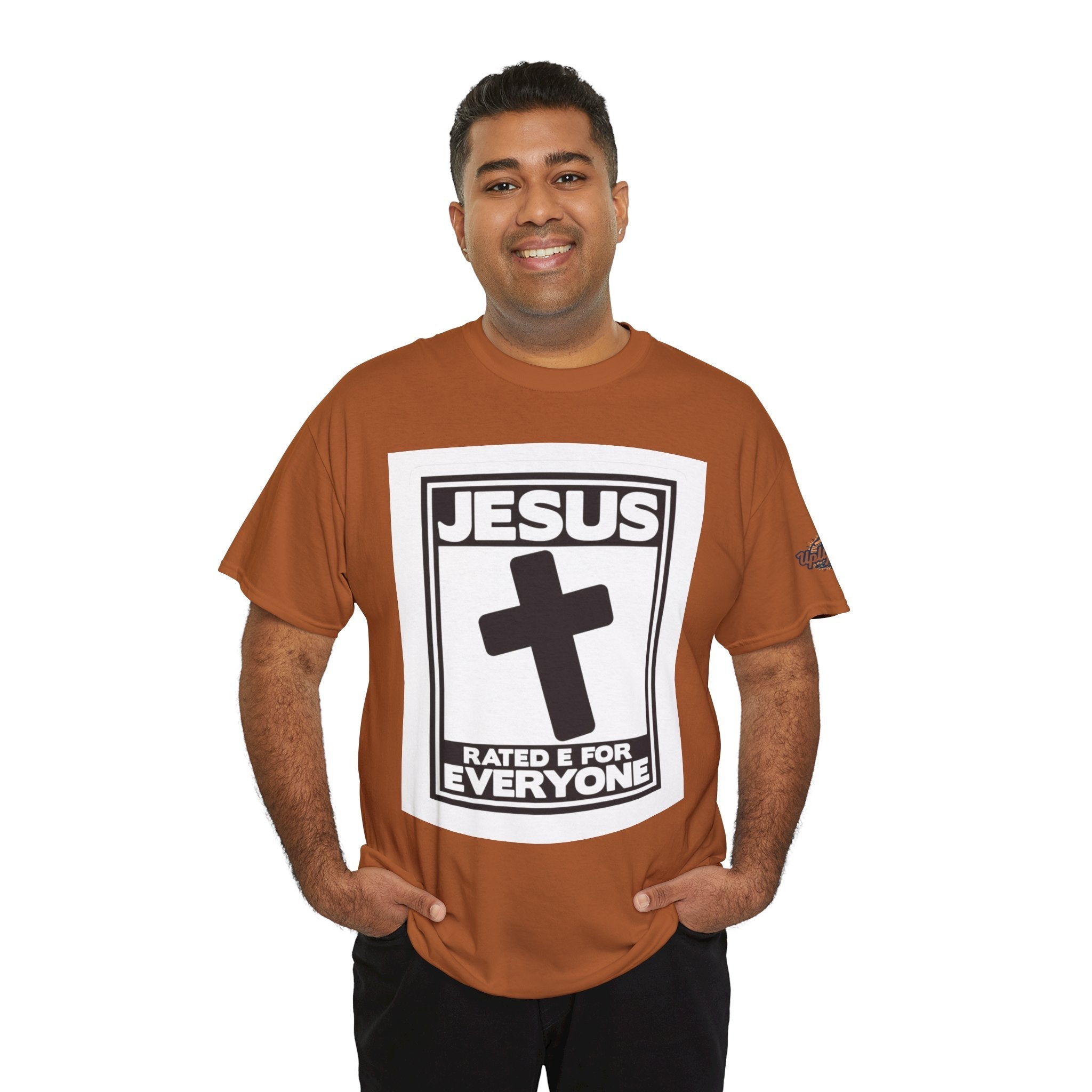 Jesus, Rated E for Everyone T-shirt - Gamer Faith T-shirt - Christian Video Game Parody Printify