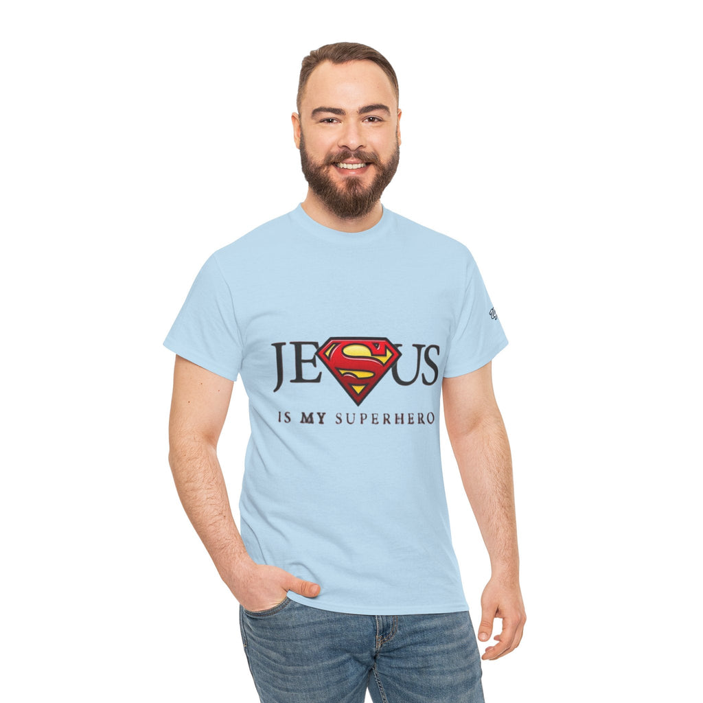Jesus Is My Superhero T-Shirt — Faith-Based Superman-Inspired Tee Printify