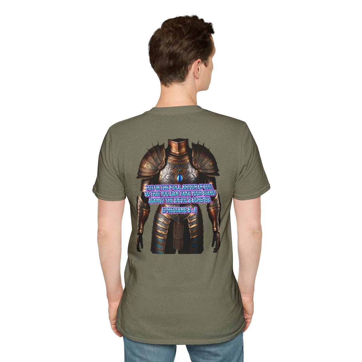 Religious Graphic Tee with Armor Of God Design - Unisex Softstyle T-Shirt Printify