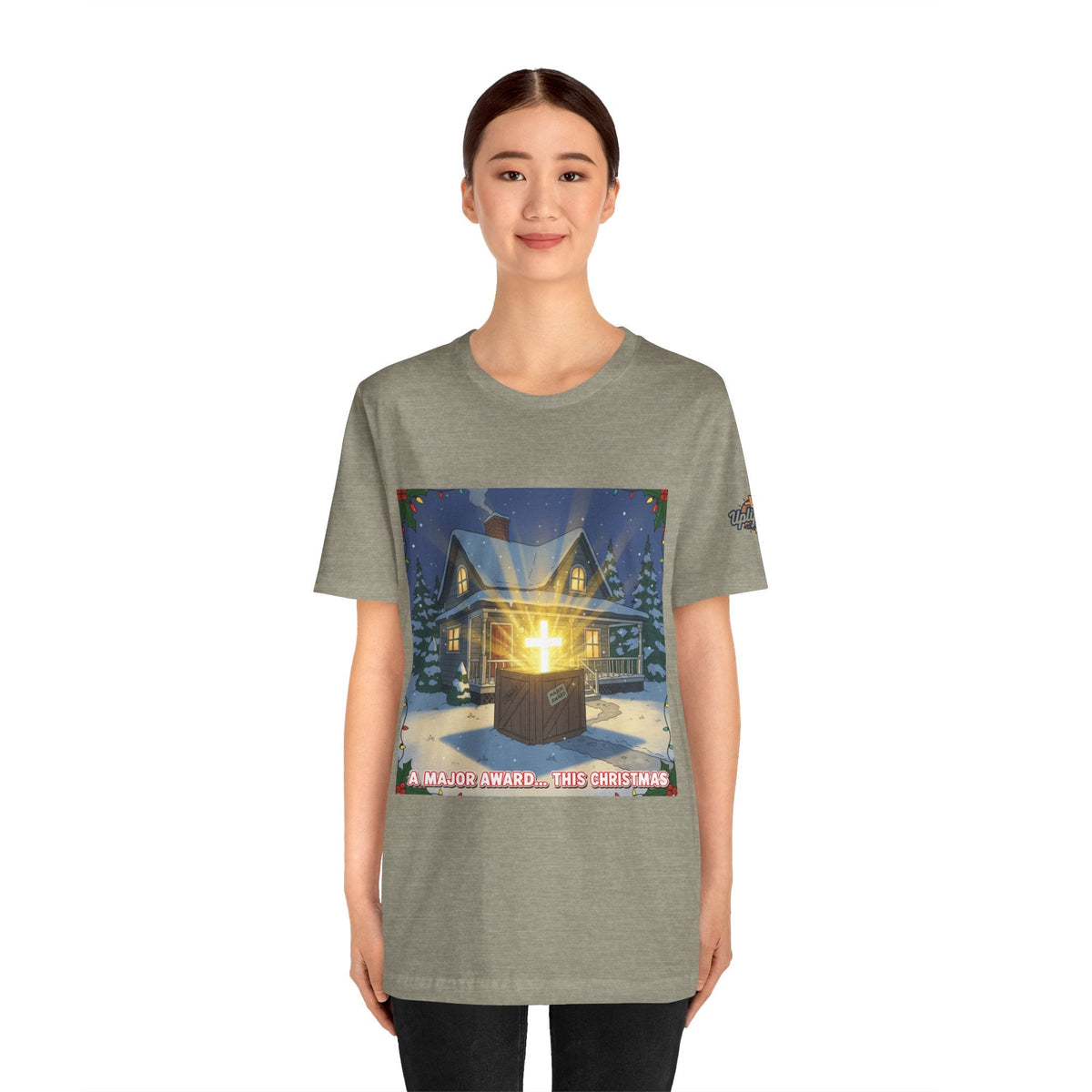 A Major Award This Christmas T-shirt – Fragile Leg Lamp Parody Cross Unboxing Christian T-shirt for Hilarious Faith & Holiday Glow Printify