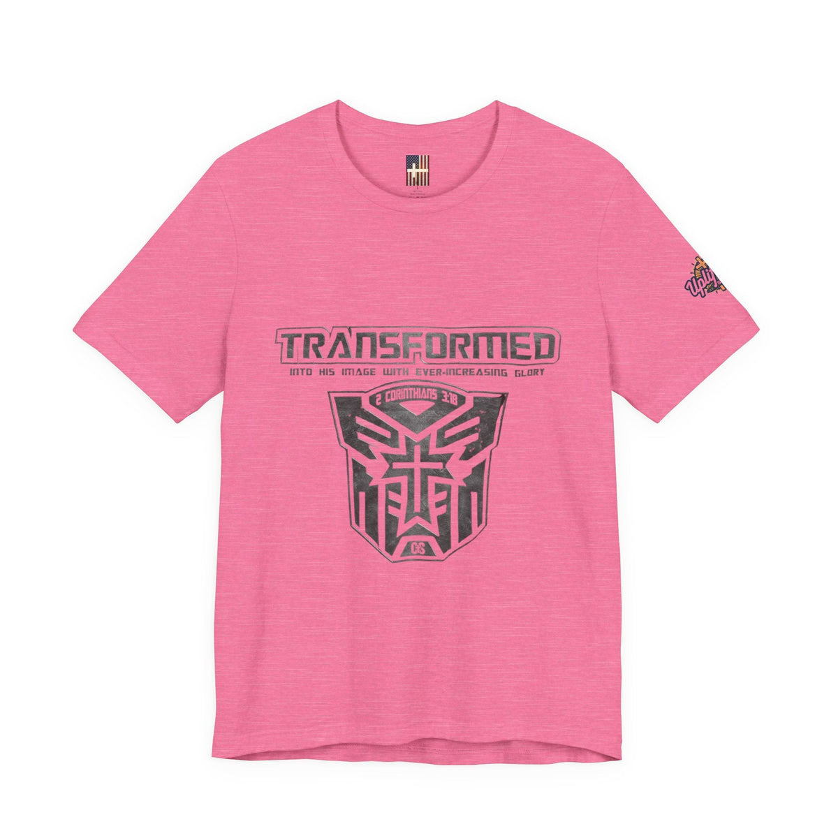 Transformer Logo Christian T-shirt | 2 Corinthians 3:18 Bible Verse T-shirt Printify