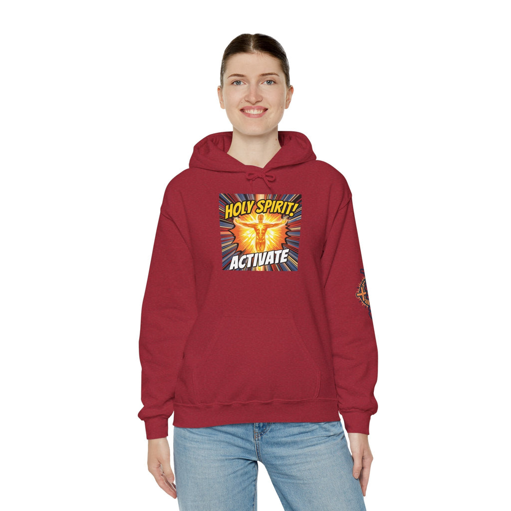 Holy Spirit Activate Hoodie – Superhero Christian Sweatshirt with Vibrant Power-Up Design for Faith-Fueled Boldness Printify