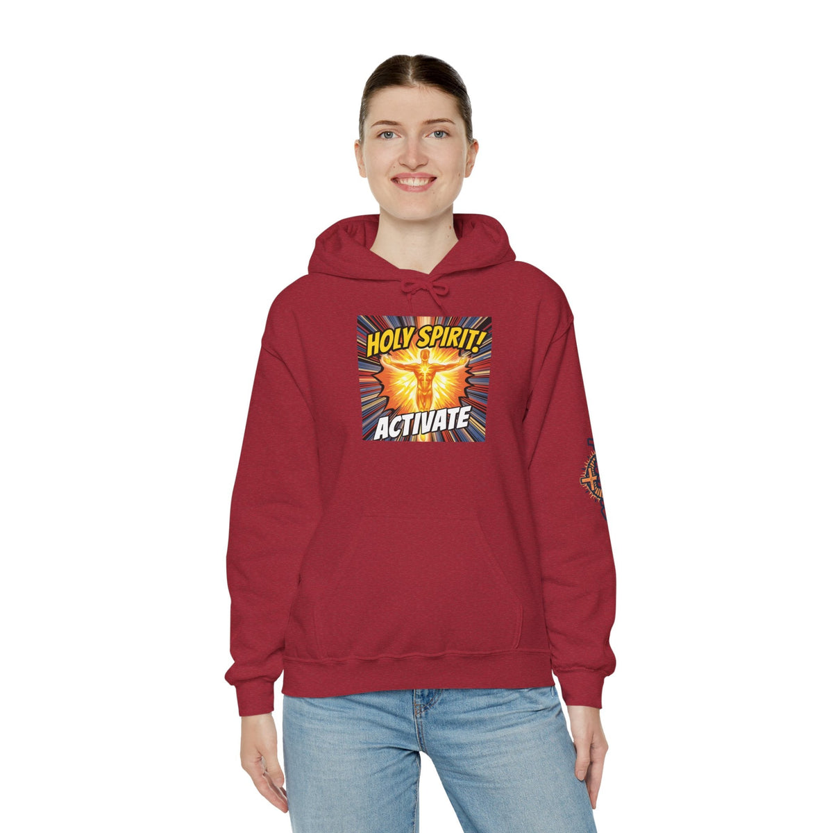 Holy Spirit Activate Hoodie – Superhero Christian Sweatshirt with Vibrant Power-Up Design for Faith-Fueled Boldness Printify