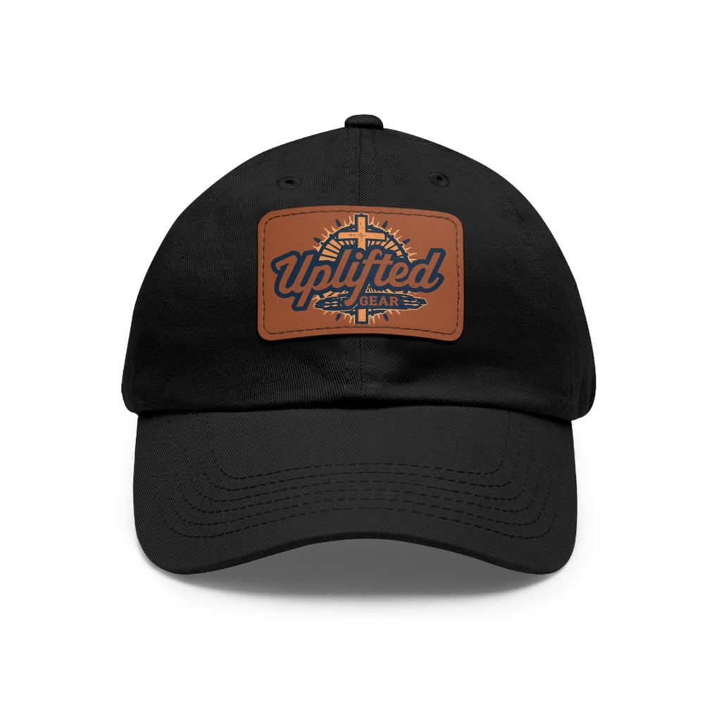 Uplifted Gear Leather Patch Dad Hat — Vintage Aviation Logo Cap Printify