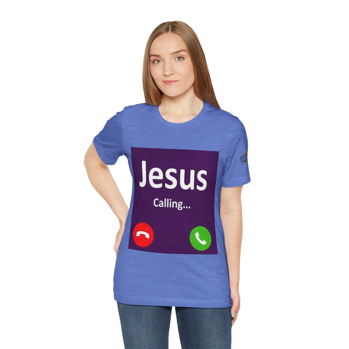 Jesus Calling T-shirt – Funny Cell Phone Screen Christian T-shirt for Divine Connection & Faith Humor Printify