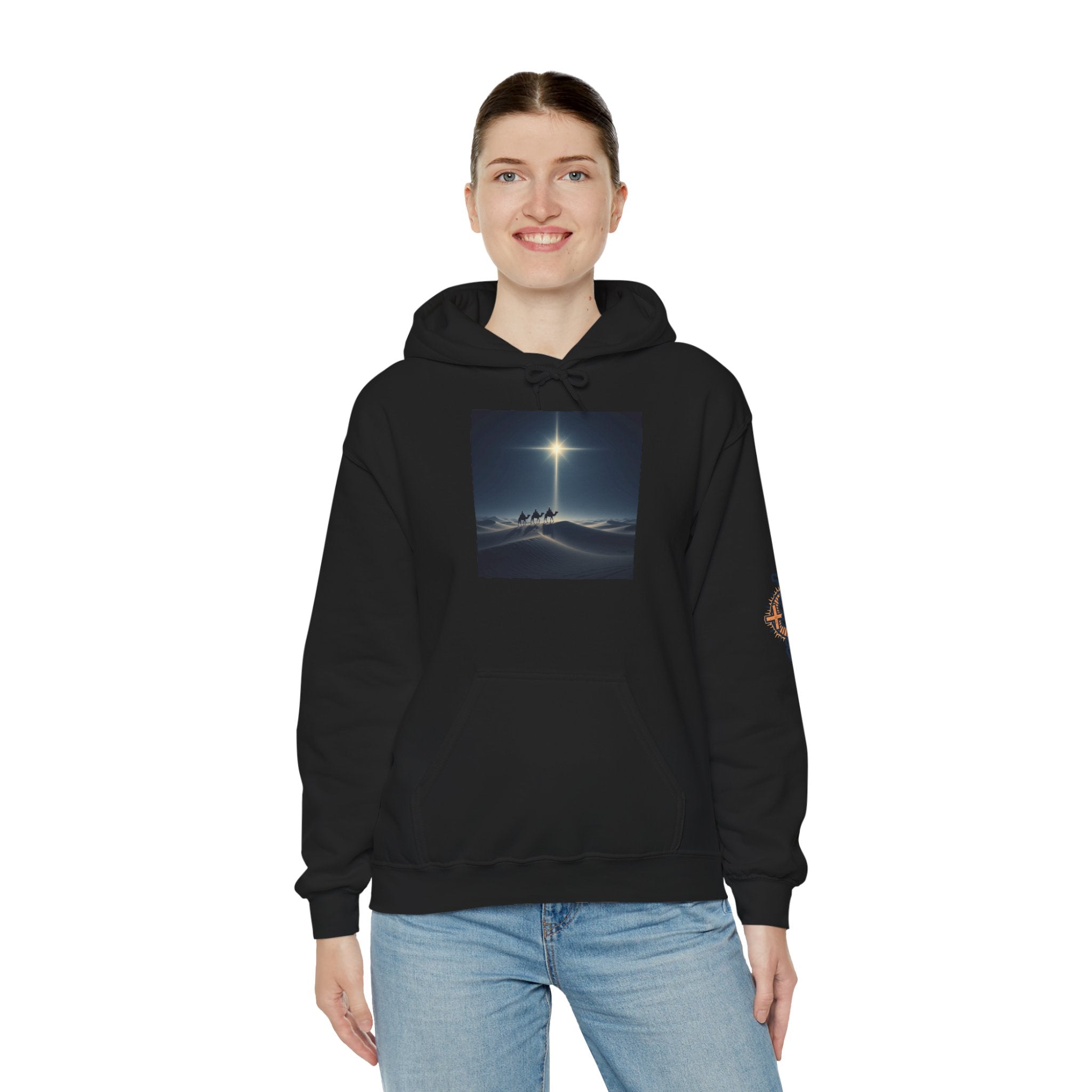 3 Wise Men Hoodie – Magi Camels Nativity Journey Christian Christmas Sweatshirt for Epiphany Faith & Holy Night Printify