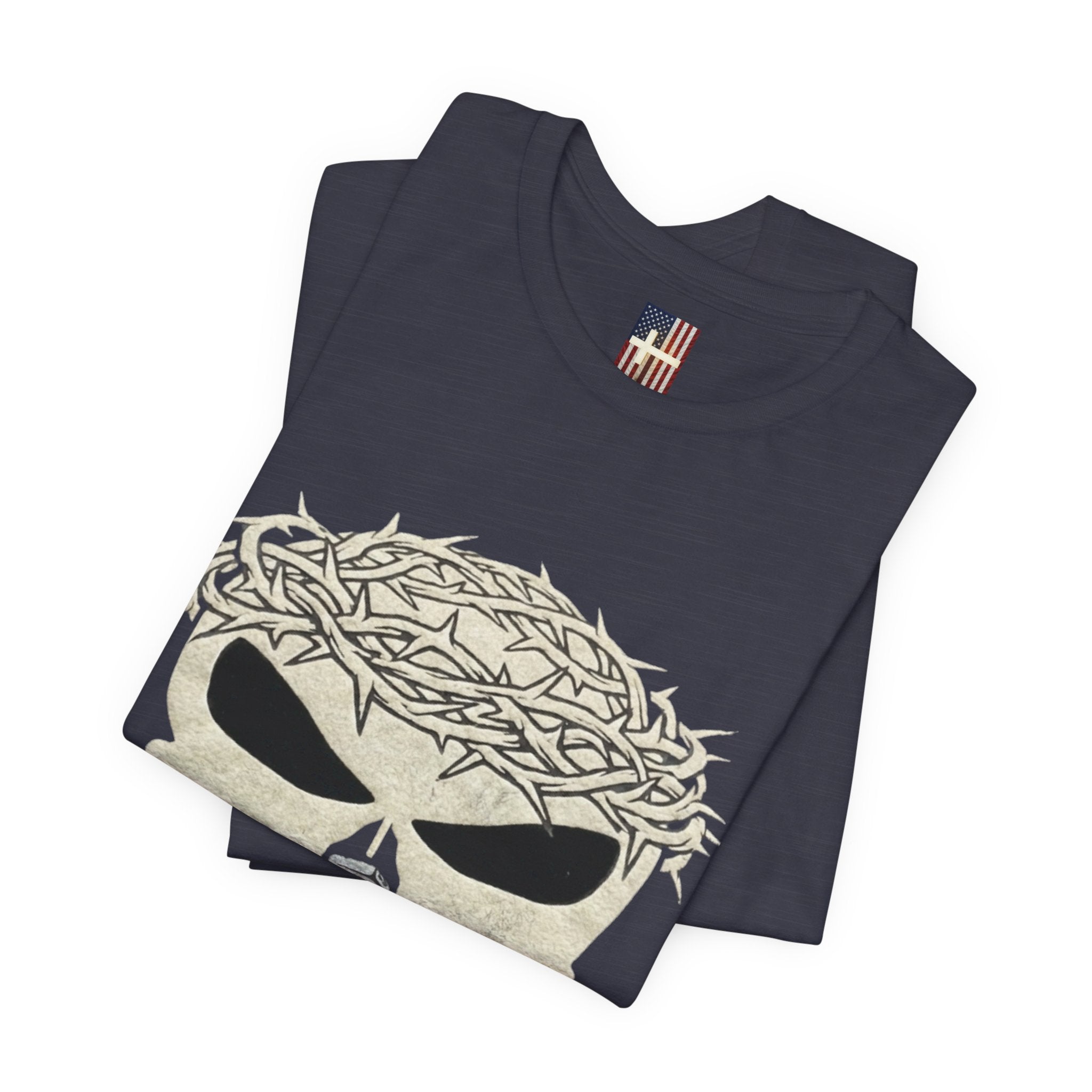 Christian Skull T-shirt - Crown of Thorns & Nails - Warrior Faith T-shirt Printify