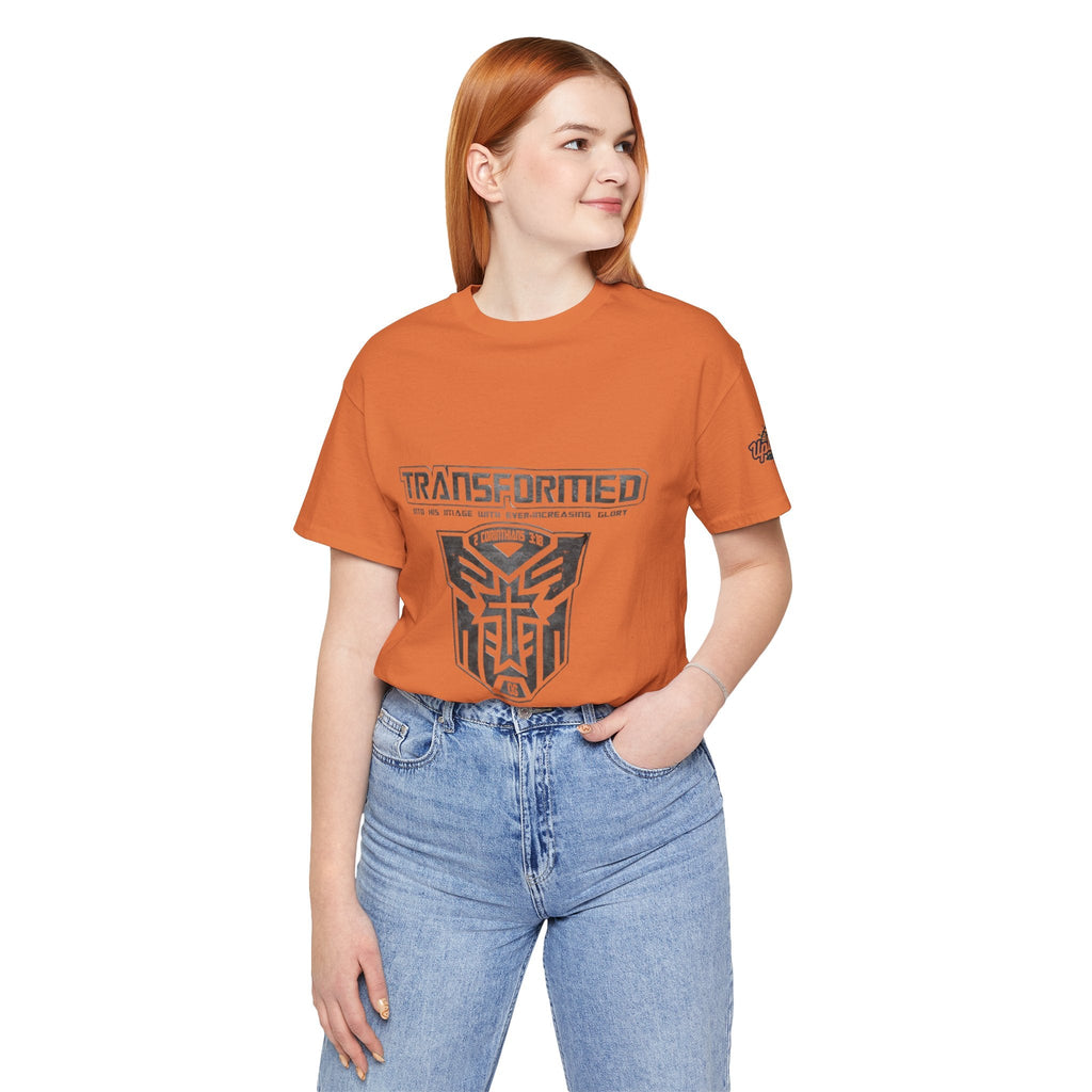 Transformer Logo Christian T-shirt | 2 Corinthians 3:18 Bible Verse T-shirt Printify