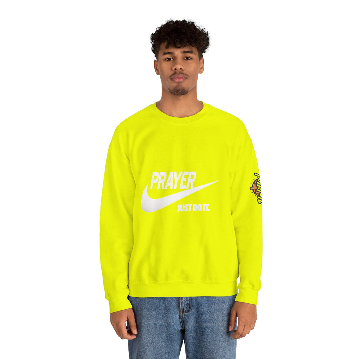 Prayer Just Do It Sweatshirt - Funny Christian Nike Parody Sweatshirt - Faith Gear Printify