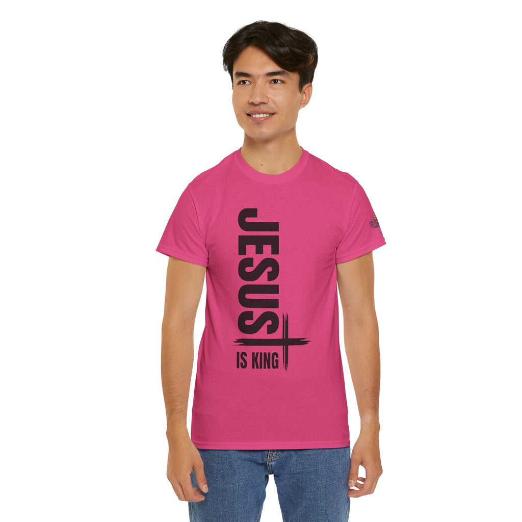 Jesus Is King T-shirt | Modern Typographic Cross Christian T-shirt Printify