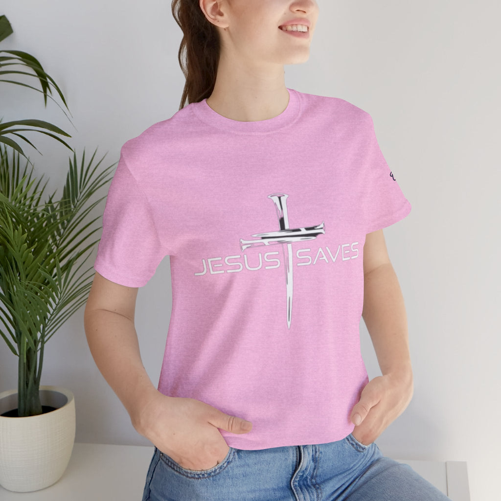 Jesus Saves T-shirt – 3 Nails Crucifix Cross Christian T-shirt for Redemption Faith & Bold Salvation Printify
