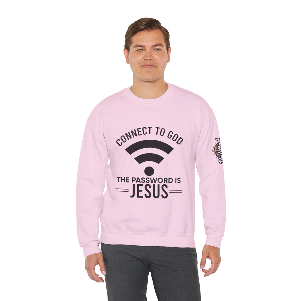 Connect to God Sweatshirt - WIFI Password is Jesus - Funny Christian Faith Sweatshirt Printify