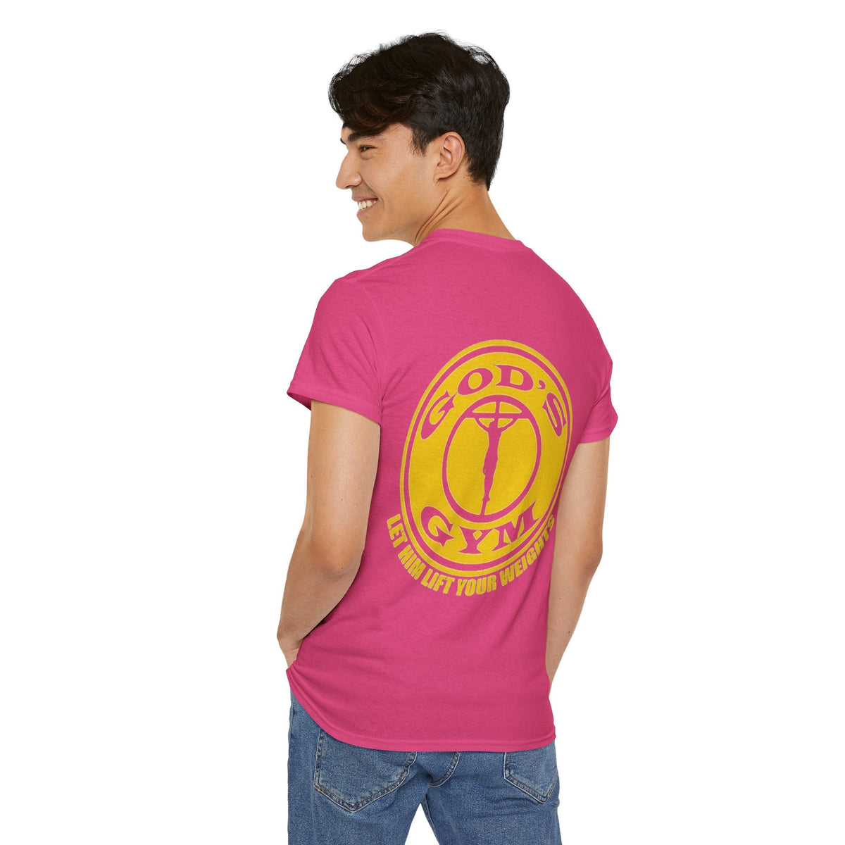 God's Gym T-Shirt — "Let Him Lift Your Weights" Christian Fitness Tee Printify