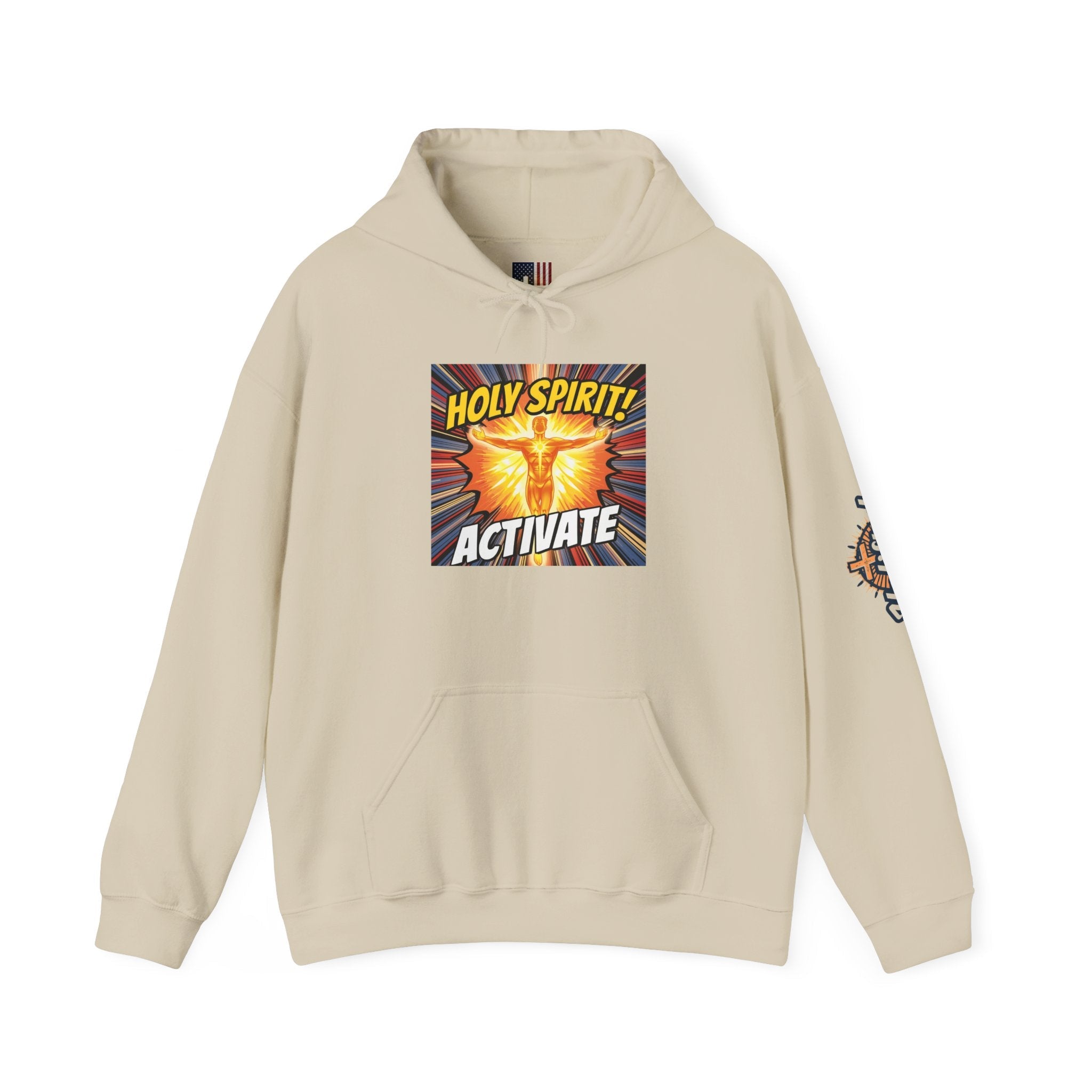 Holy Spirit Activate Hoodie – Superhero Christian Sweatshirt with Vibrant Power-Up Design for Faith-Fueled Boldness Printify