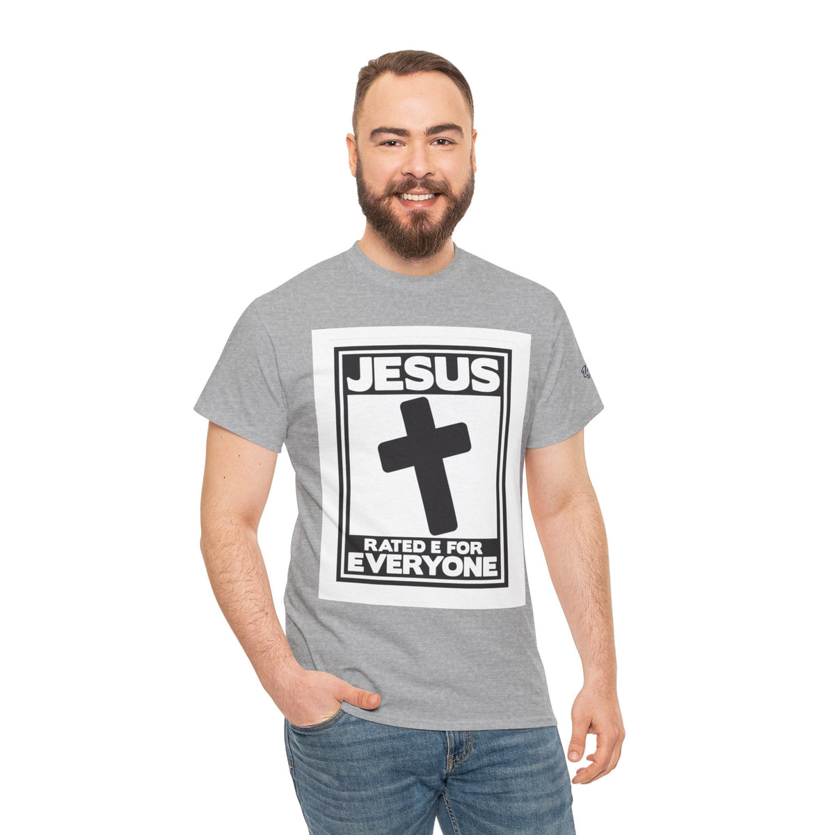 Jesus, Rated E for Everyone T-shirt - Gamer Faith T-shirt - Christian Video Game Parody Printify