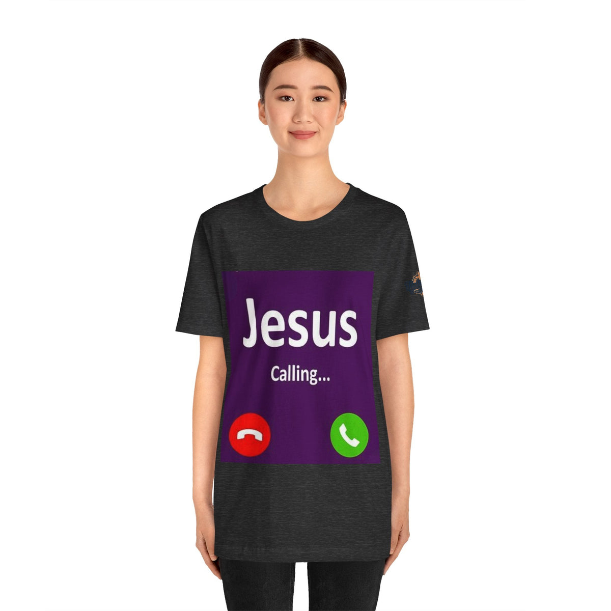 Jesus Calling T-shirt – Funny Cell Phone Screen Christian T-shirt for Divine Connection & Faith Humor Printify