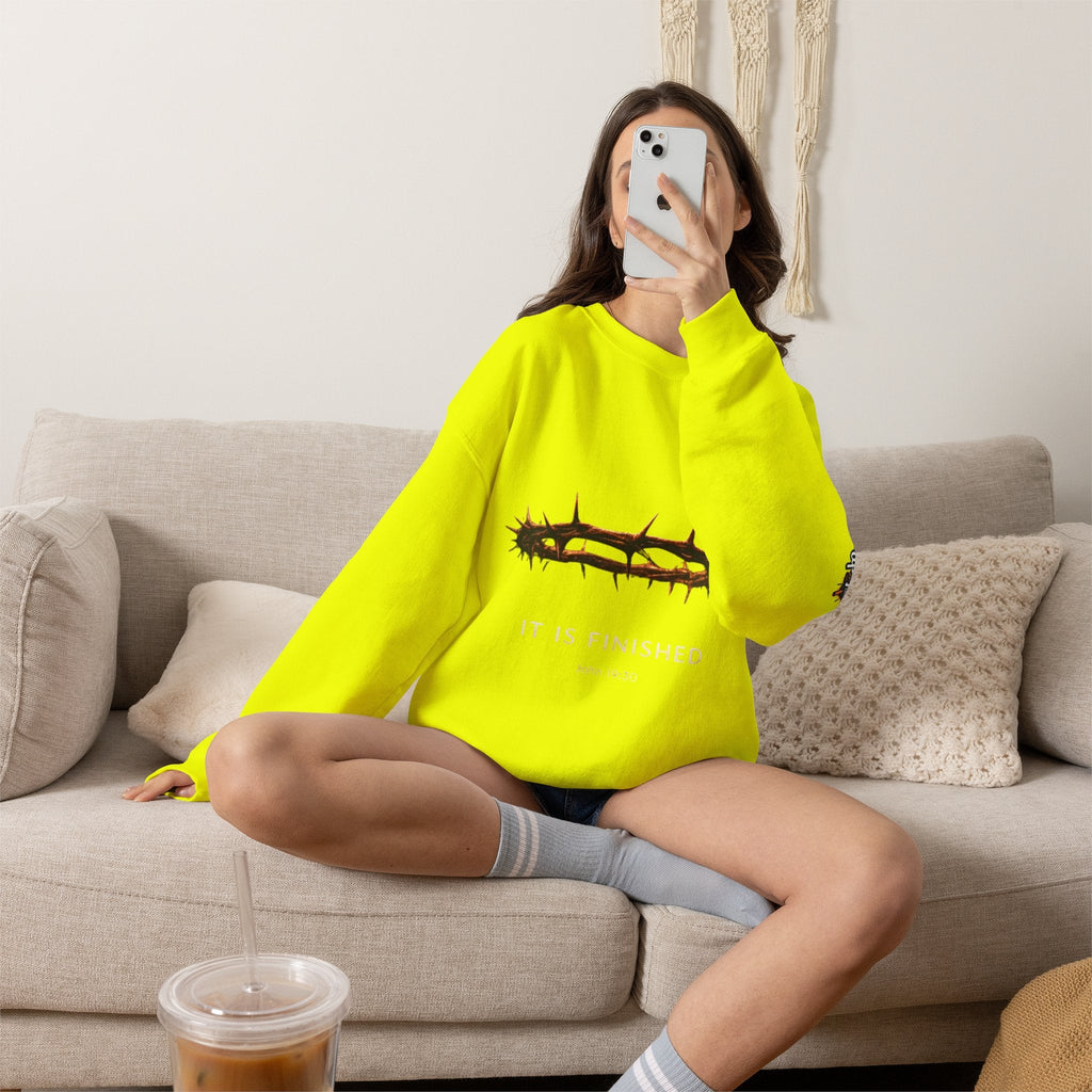 It Is Finished Crown of Thorns Sweatshirt — Christian John 19:30 Faith Sweatshirt Printify