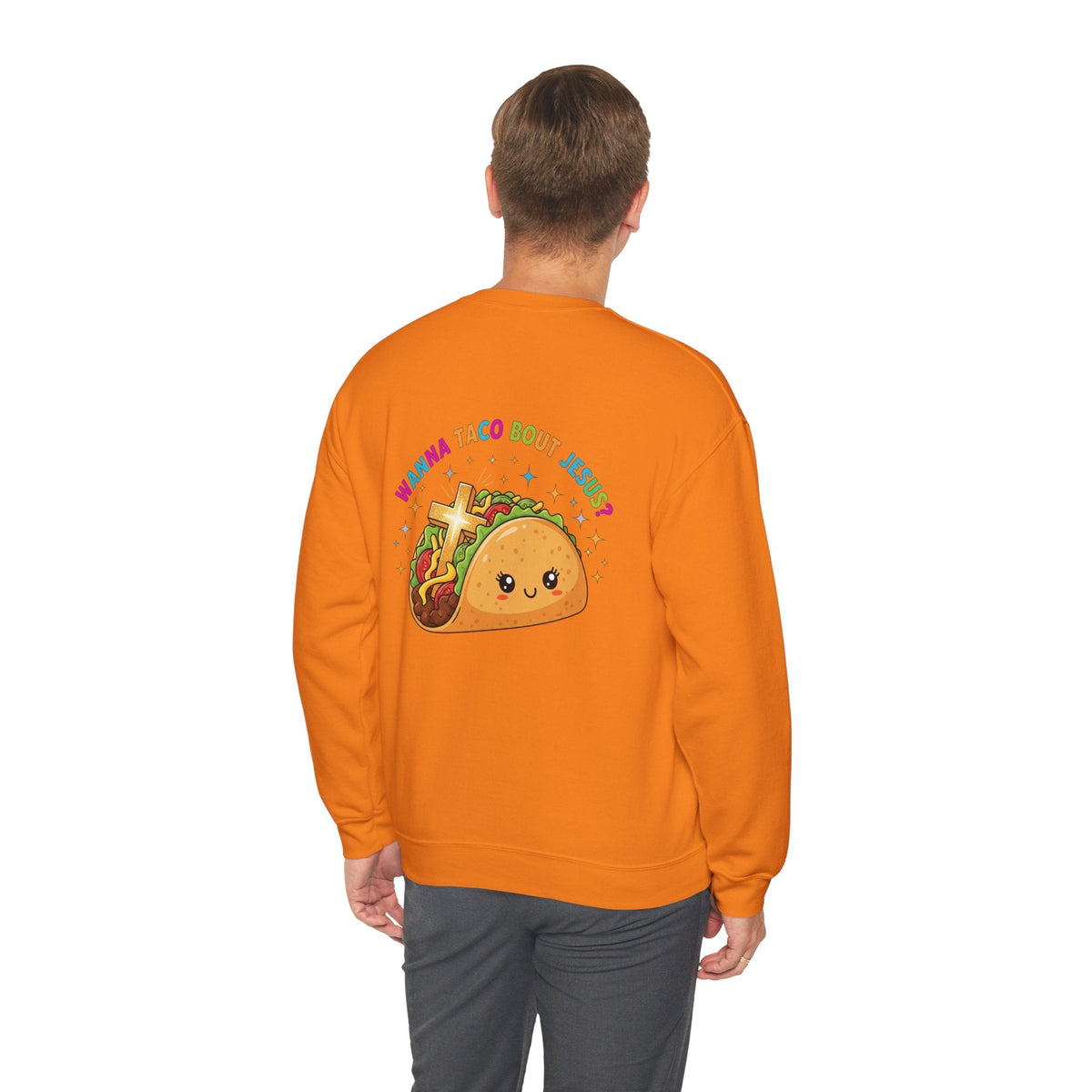 Wanna Taco 'Bout Jesus Sweatshirt – Cozy Christian Pun Sweatshirt for Faith & Fun Printify