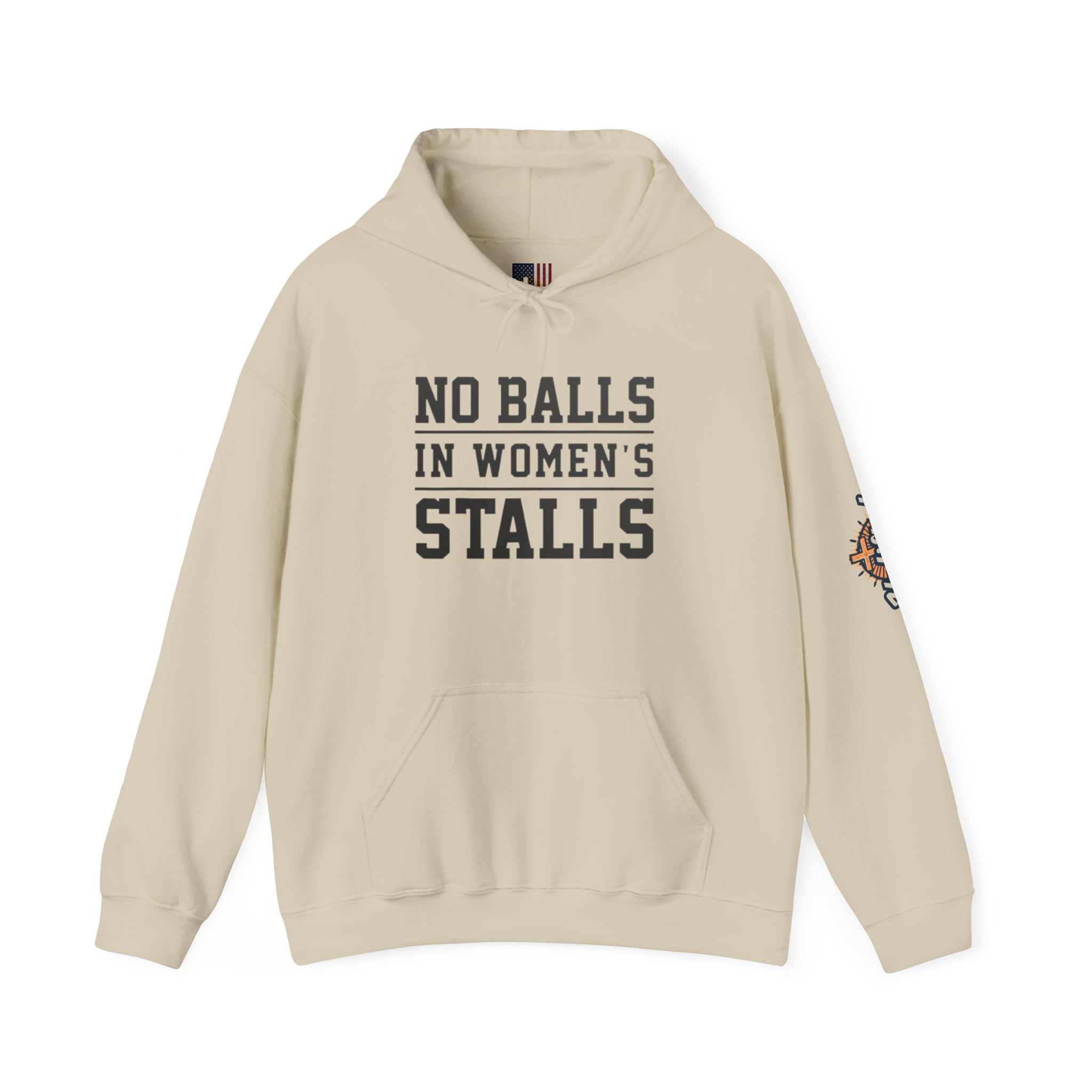 "No Balls in Women's Stalls" Statement Hoodie — Protest Sweatshirt Printify