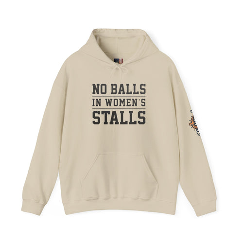 "No Balls in Women's Stalls" Statement Hoodie — Protest Sweatshirt Printify