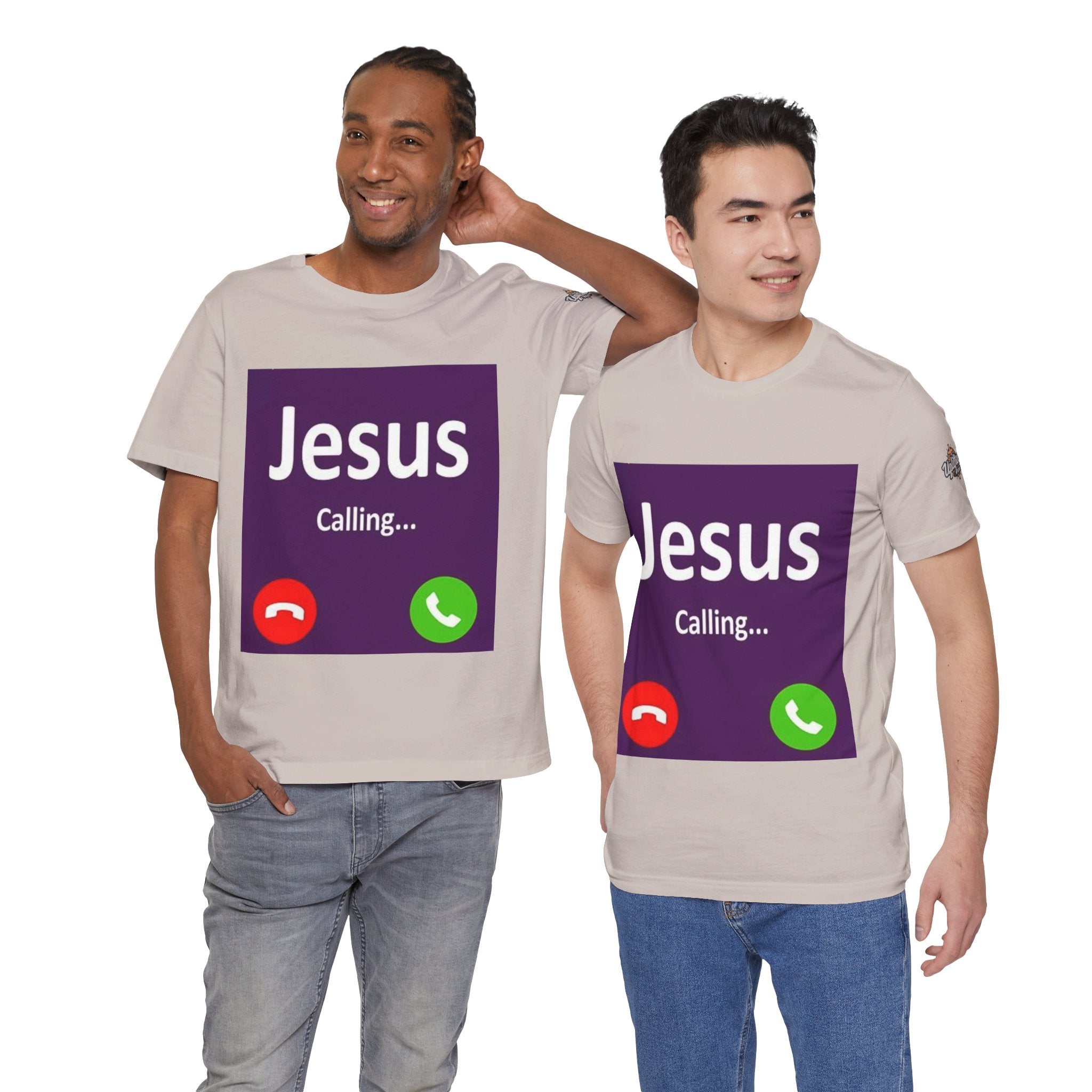 Jesus Calling T-shirt – Funny Cell Phone Screen Christian T-shirt for Divine Connection & Faith Humor Printify