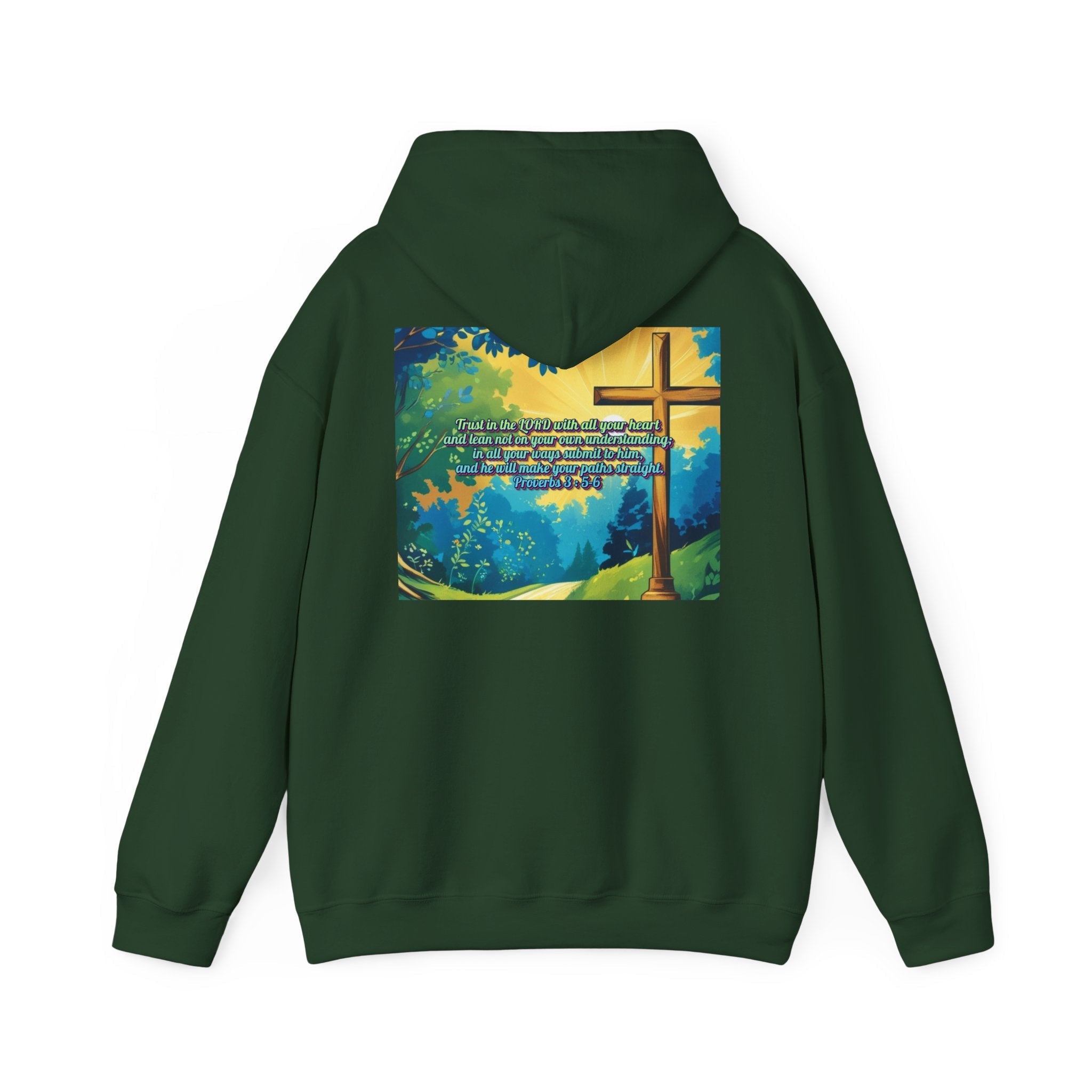 Trust in The Lord Proverbs 3:5-6 Biblical Design Unisex Heavy Blend™ Hooded Sweatshirt Printify