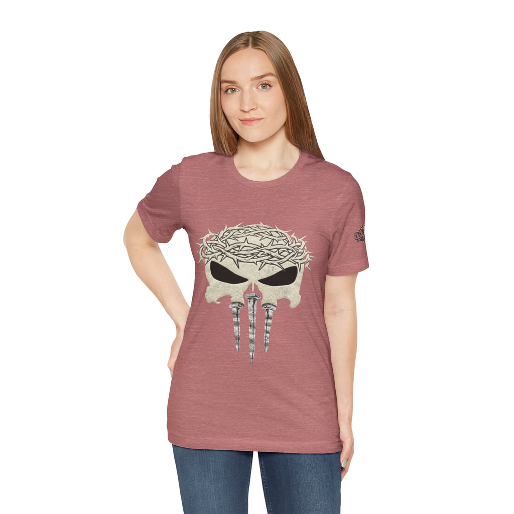 Christian Skull T-shirt - Crown of Thorns & Nails - Warrior Faith T-shirt Printify