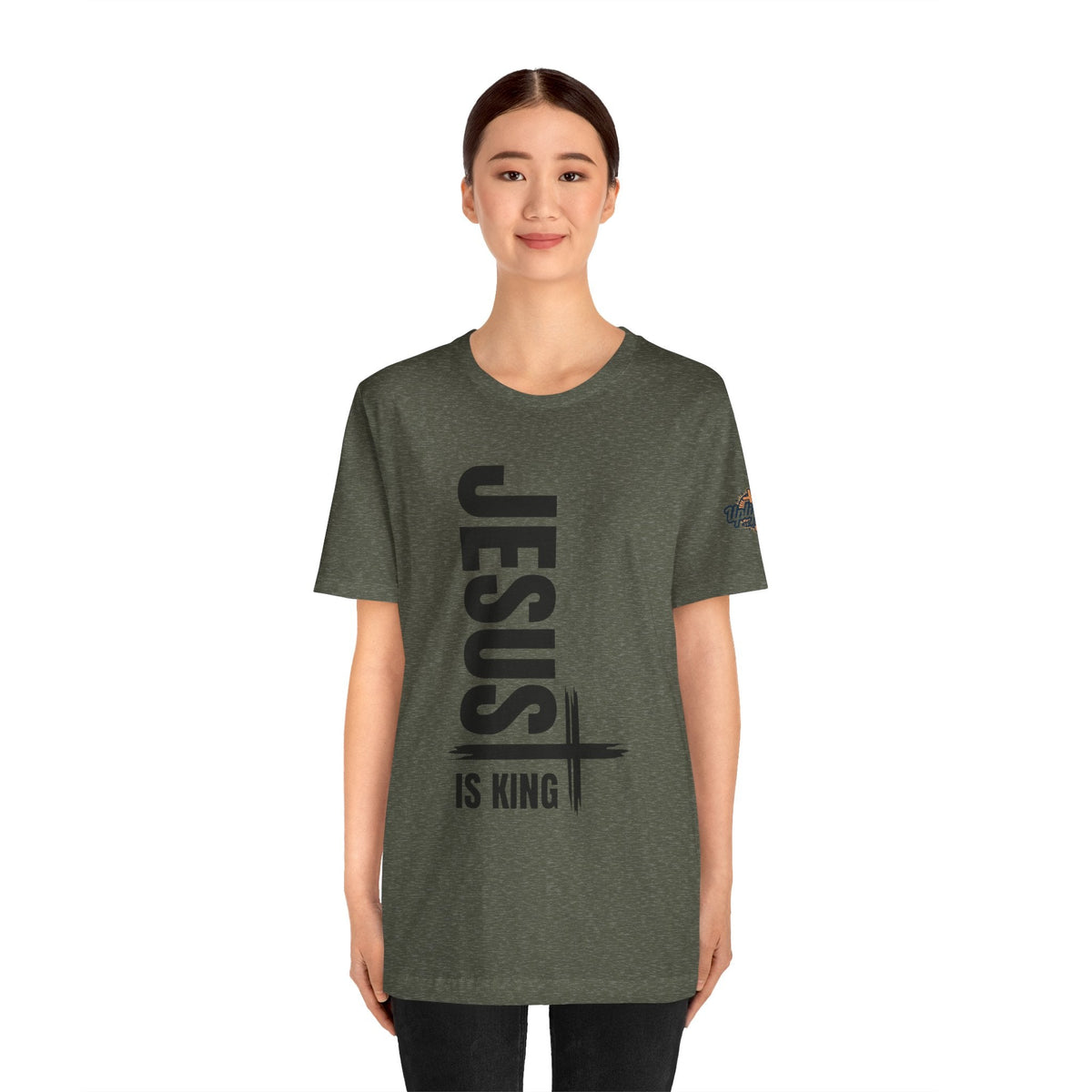 Jesus Is King T-shirt | Modern Typographic Cross Christian T-shirt Printify