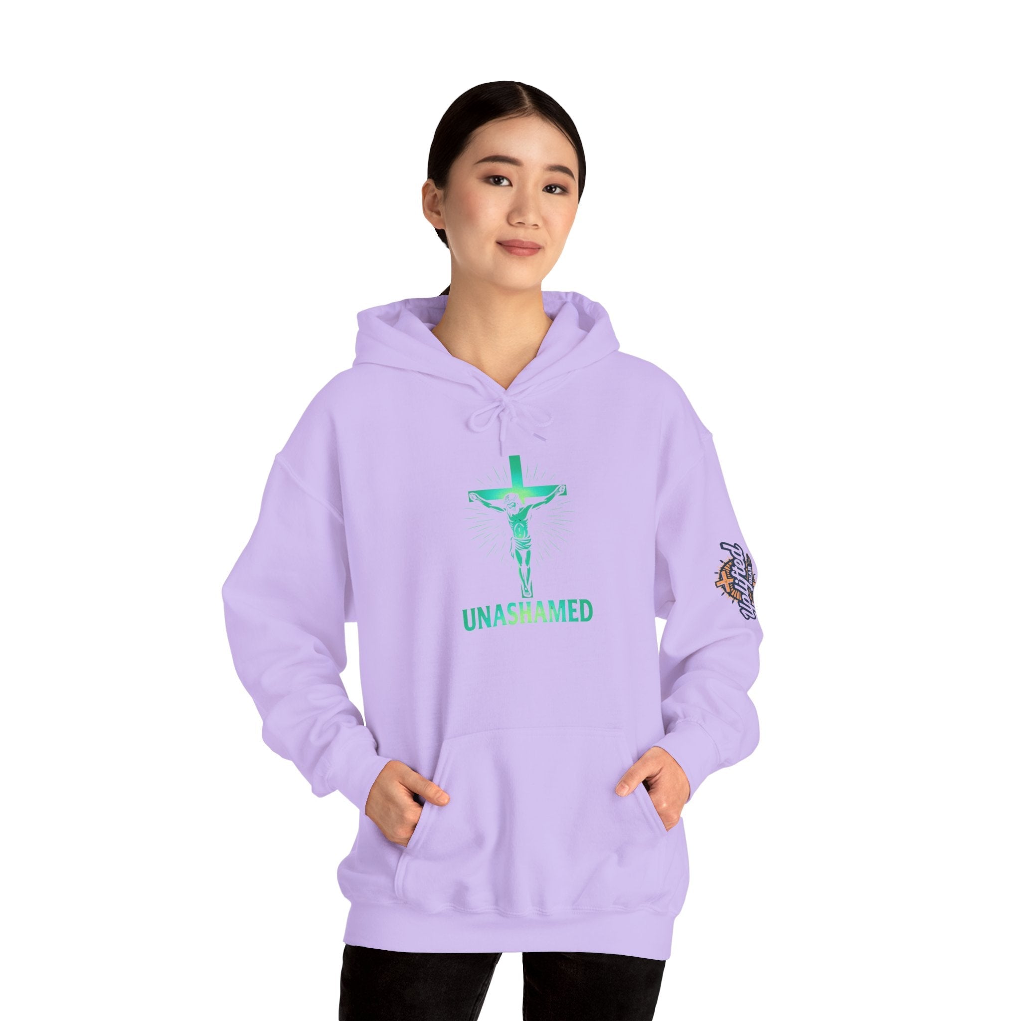 Unashamed Hoodie – Romans 1:16 Crucifixion Christian Hoodie for Bold Unwavering Faith Printify