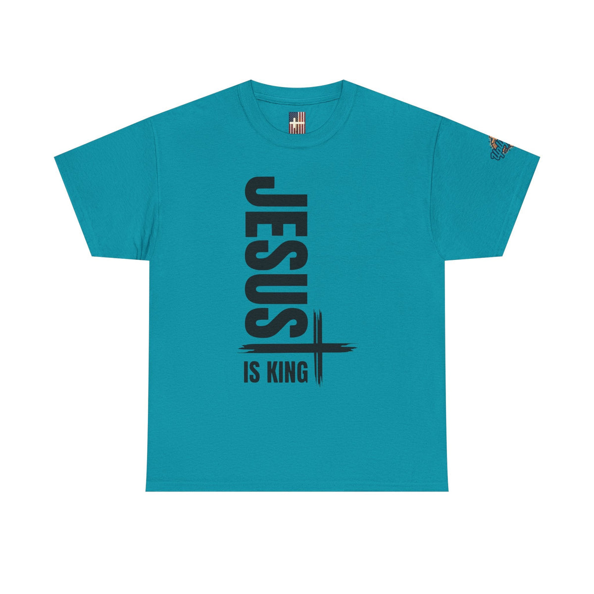 Jesus Is King T-shirt | Modern Typographic Cross Christian T-shirt Printify