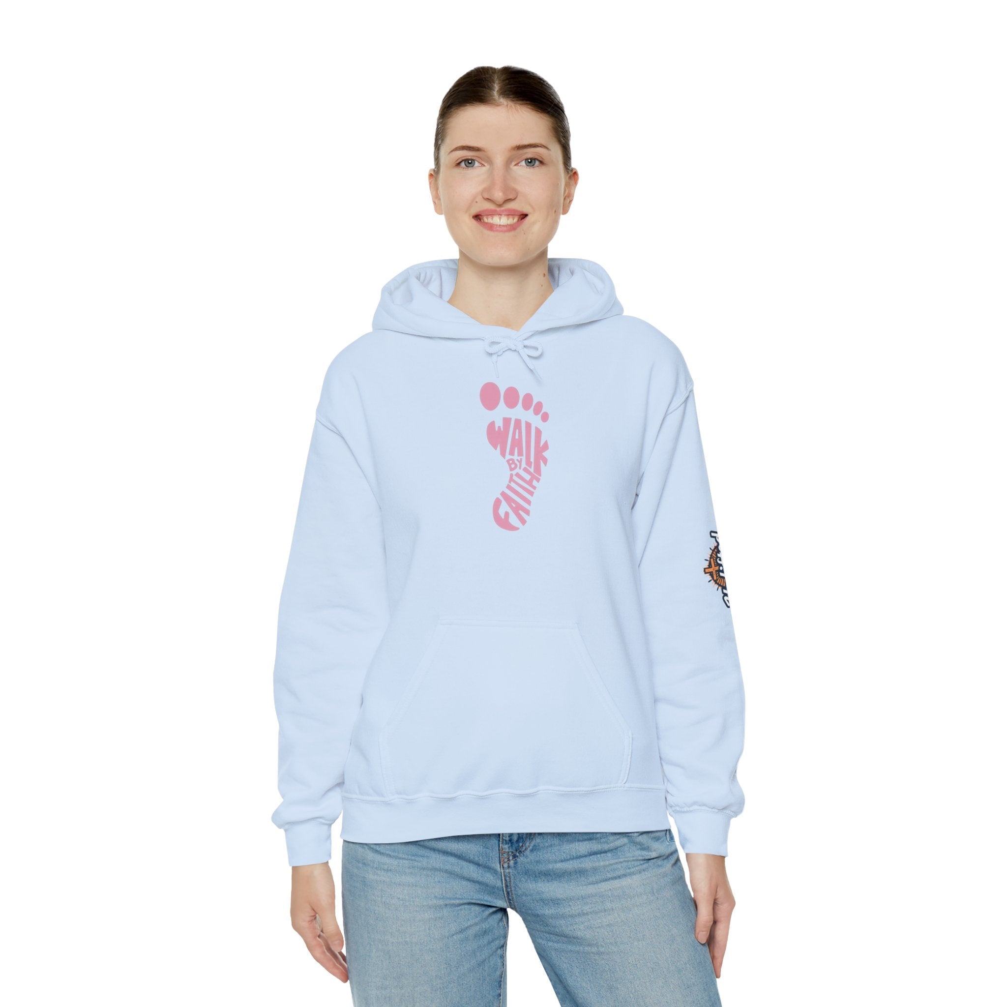 Walk By Faith Footprint Hoodie Printify