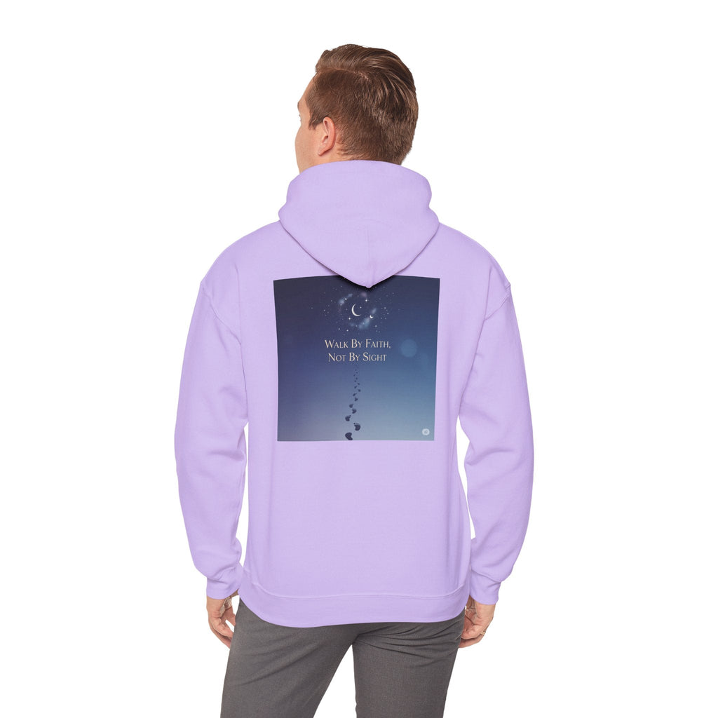 Walk by Faith, Not by Sight Hoodie – Moonlit Footprints Christian Hoodie for Cozy Nights Printify