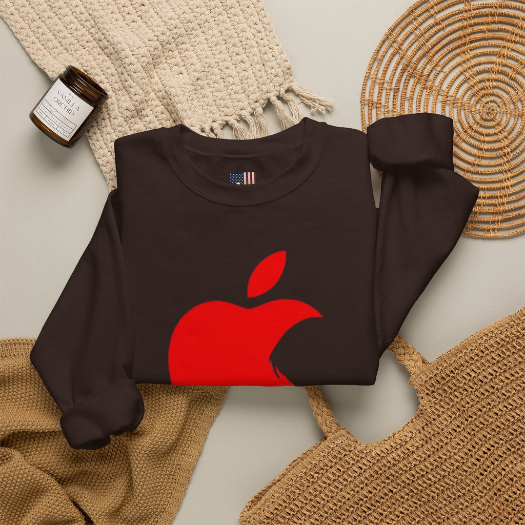 iPray Apple Logo Sweatshirt — Funny Christian Sweatshirt (Minimal Red Apple Graphic) Printify
