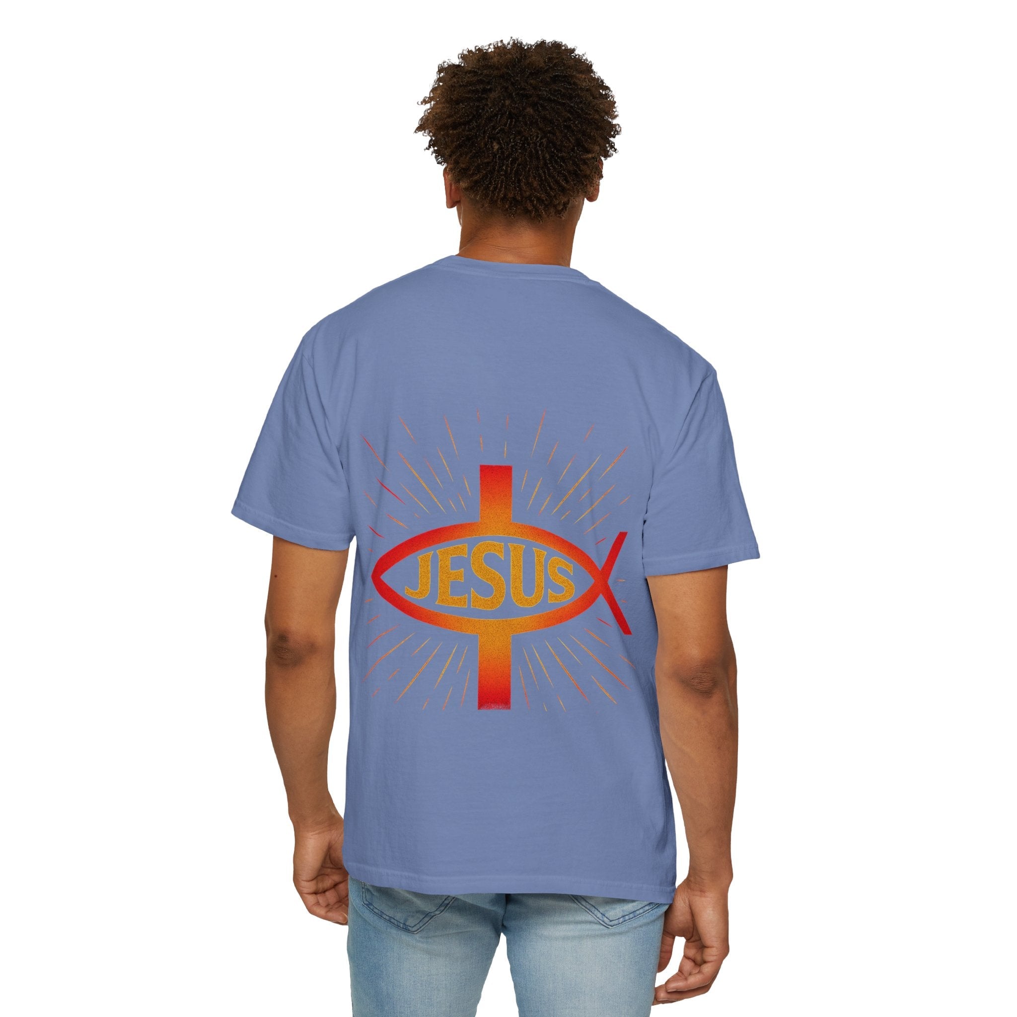 Jesus Ichthys T-shirt – Christian Fish Symbol with Cross & Jesus Inscription T-shirt for Eternal Faith & Streetwear Printify