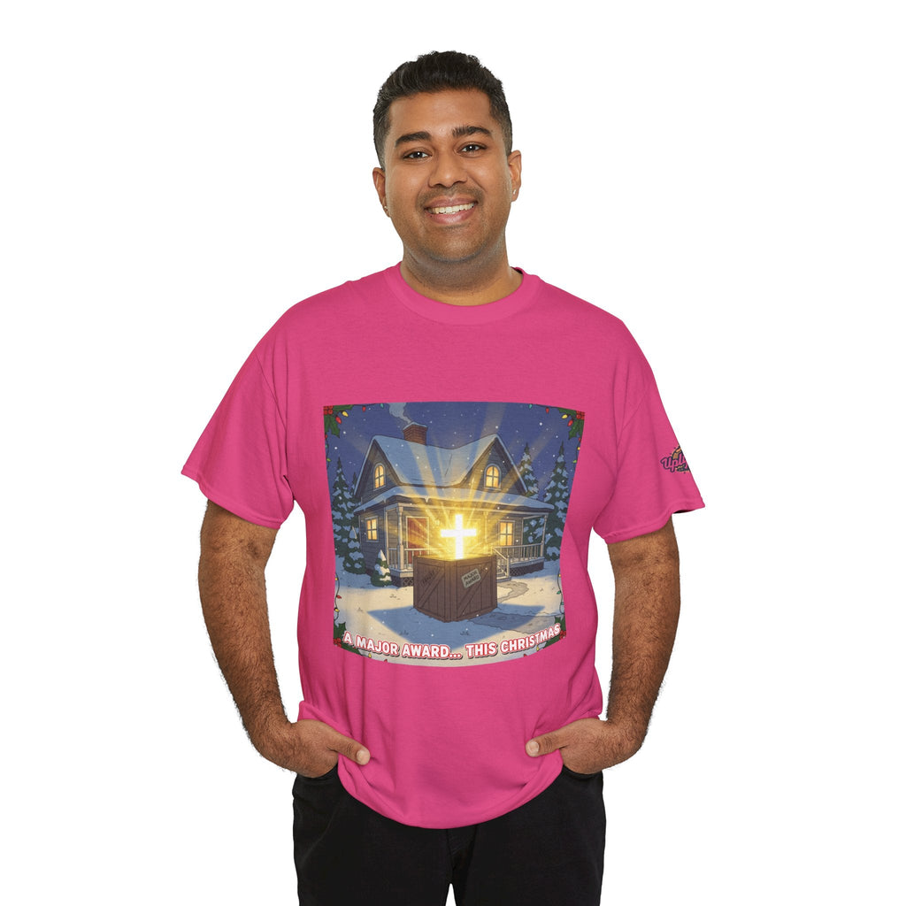 A Major Award This Christmas T-shirt – Fragile Leg Lamp Parody Cross Unboxing Christian T-shirt for Hilarious Faith & Holiday Glow Printify