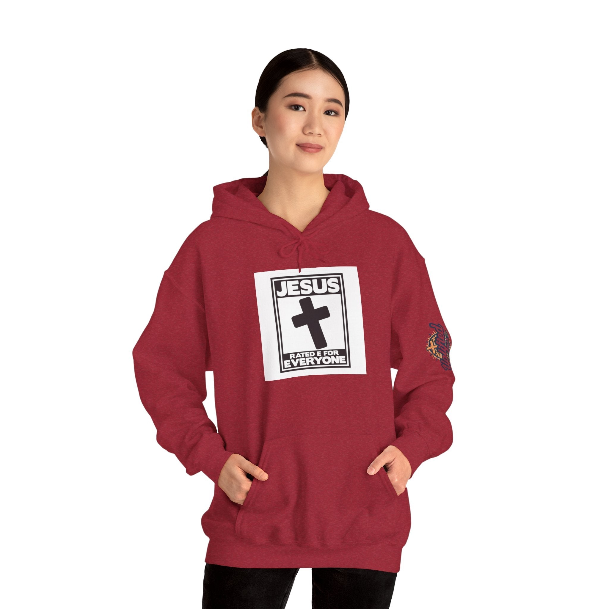 Jesus, Rated E for Everyone Hoodie - Gamer Faith Hoodie - Christian Video Game Parody Printify
