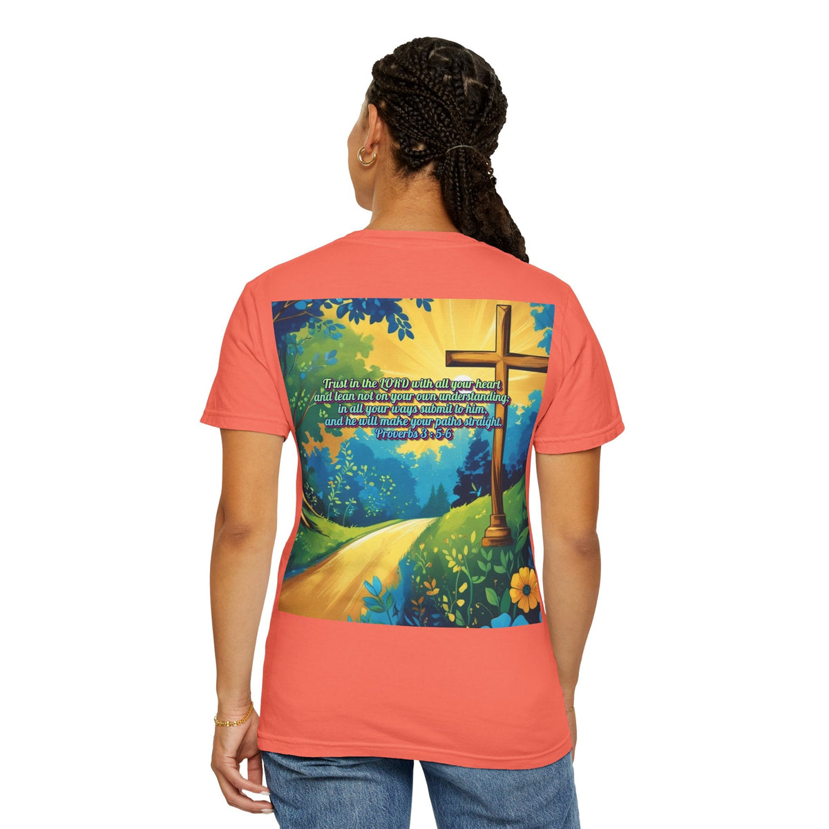Trust in The Lord Proverbs 3:5-6 Biblical Design Unisex Garment-Dyed T-shirt Printify