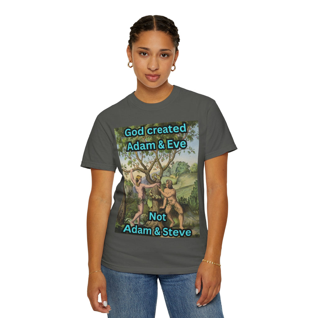 God Created Adam and Eve T-Shirt – Biblical Truth Christian Tee for Bold Faith Printify