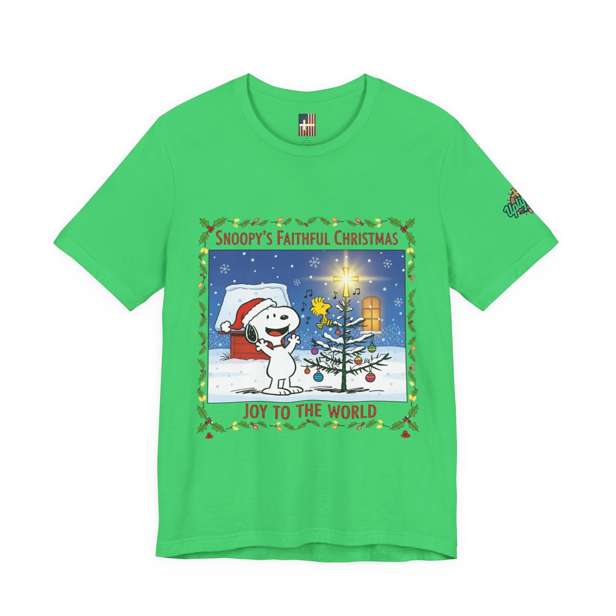 🎄 Faithful Christmas Friends – Christian Holiday T-Shirt | Festive Tree & Cartoon Duo | Heartwarming Christmas Tee by Uplifted Gear Printify