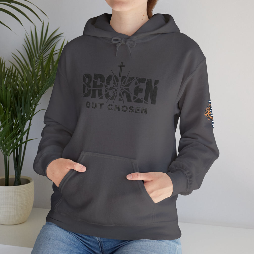 Broken But Chosen Hoodie — Christian Faith Graphic Sweatshirt Printify