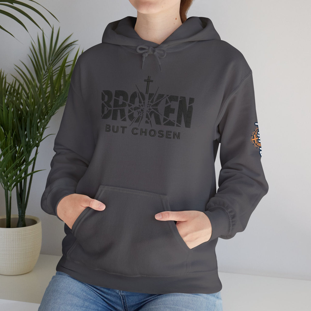 Broken But Chosen Hoodie — Christian Faith Graphic Sweatshirt Printify