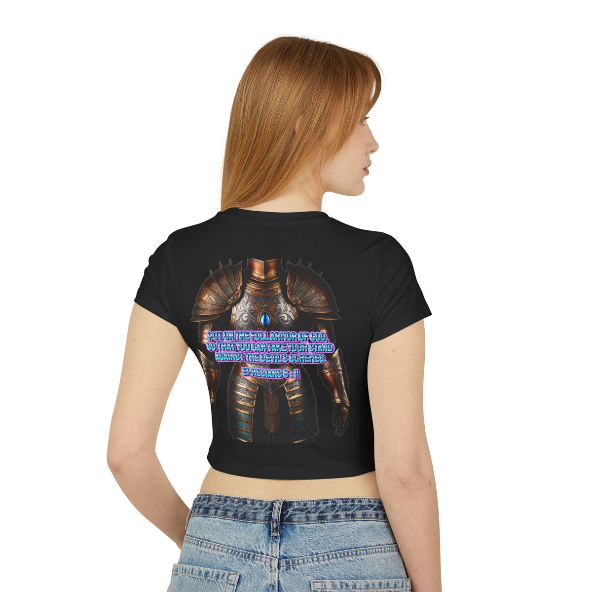 Women's Baby Tee - Ephesians 6:11 Bible Verse Religious Design Printify